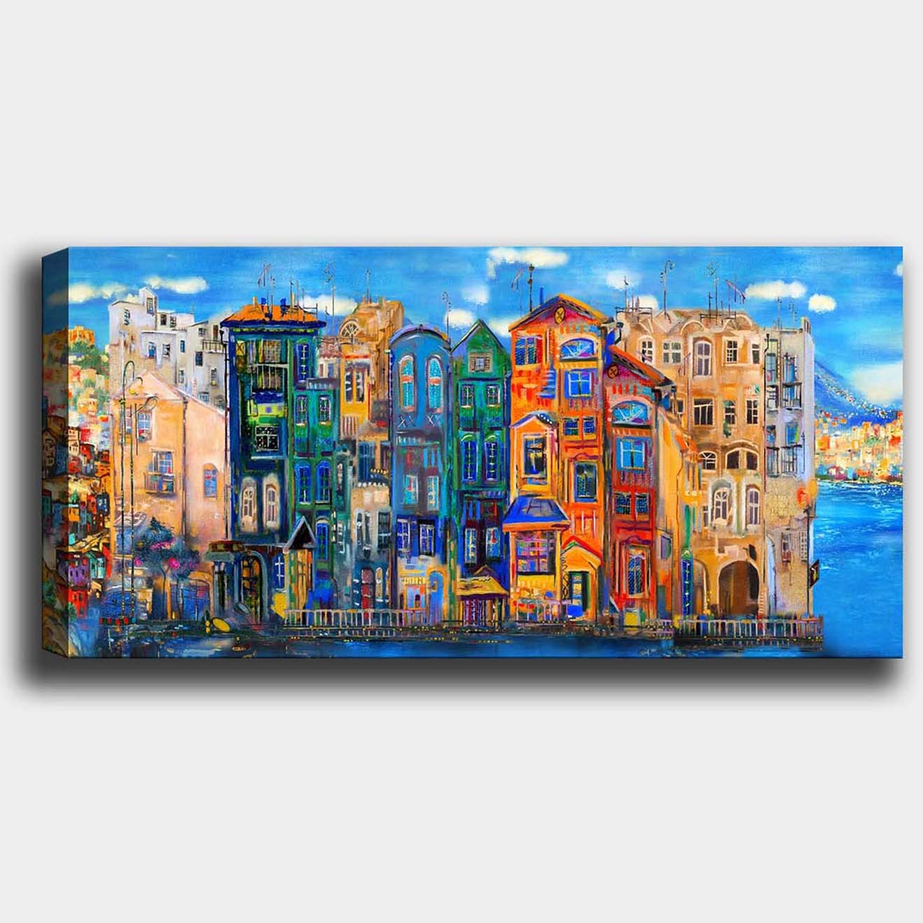 Wallity - Peinture décorative  Immeubles multicolore - 51x120 cm