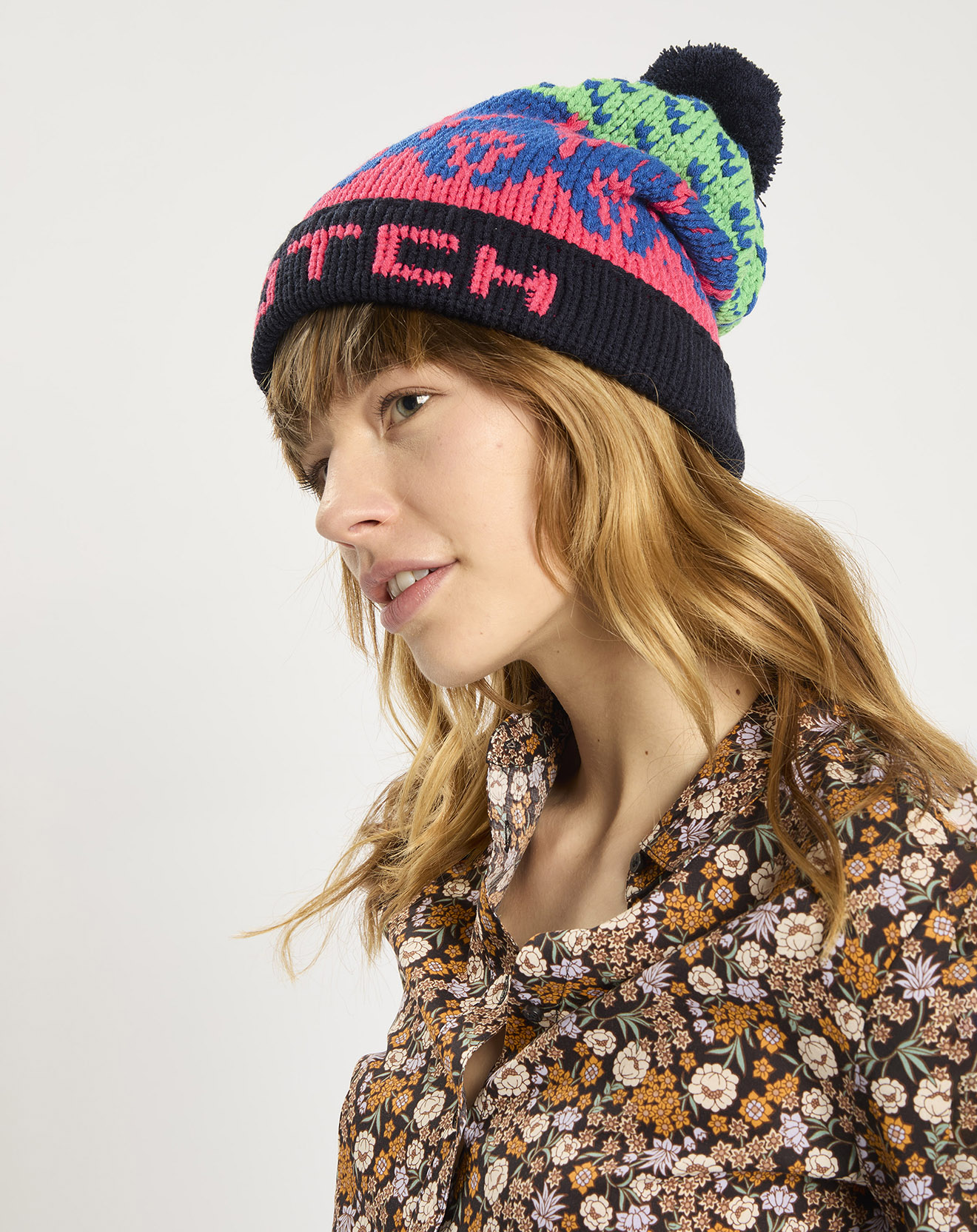 Scotch & Soda - Bonnet de ski rose/bleu/vert