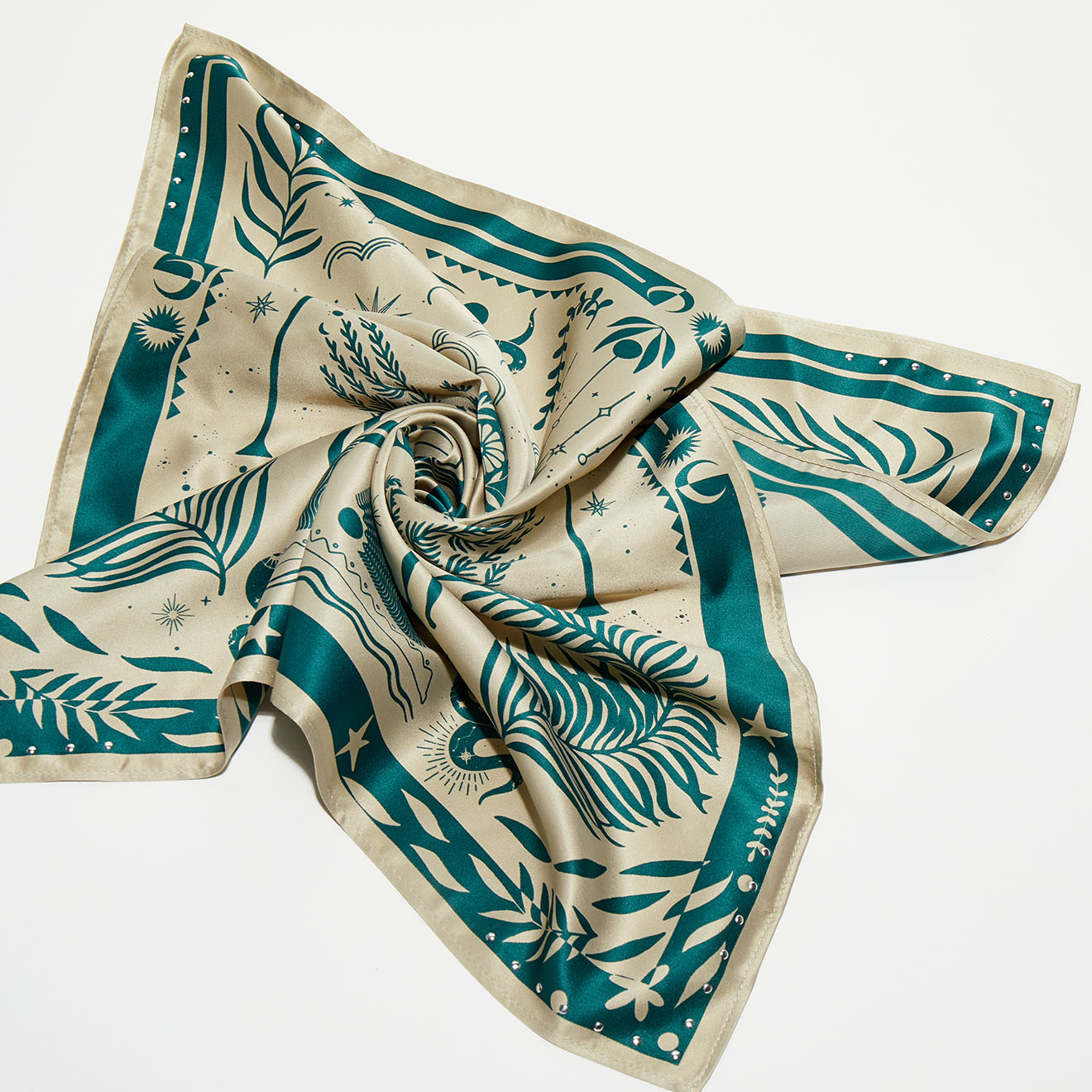 wild - mini foulard univers vert - 54x54 cm
