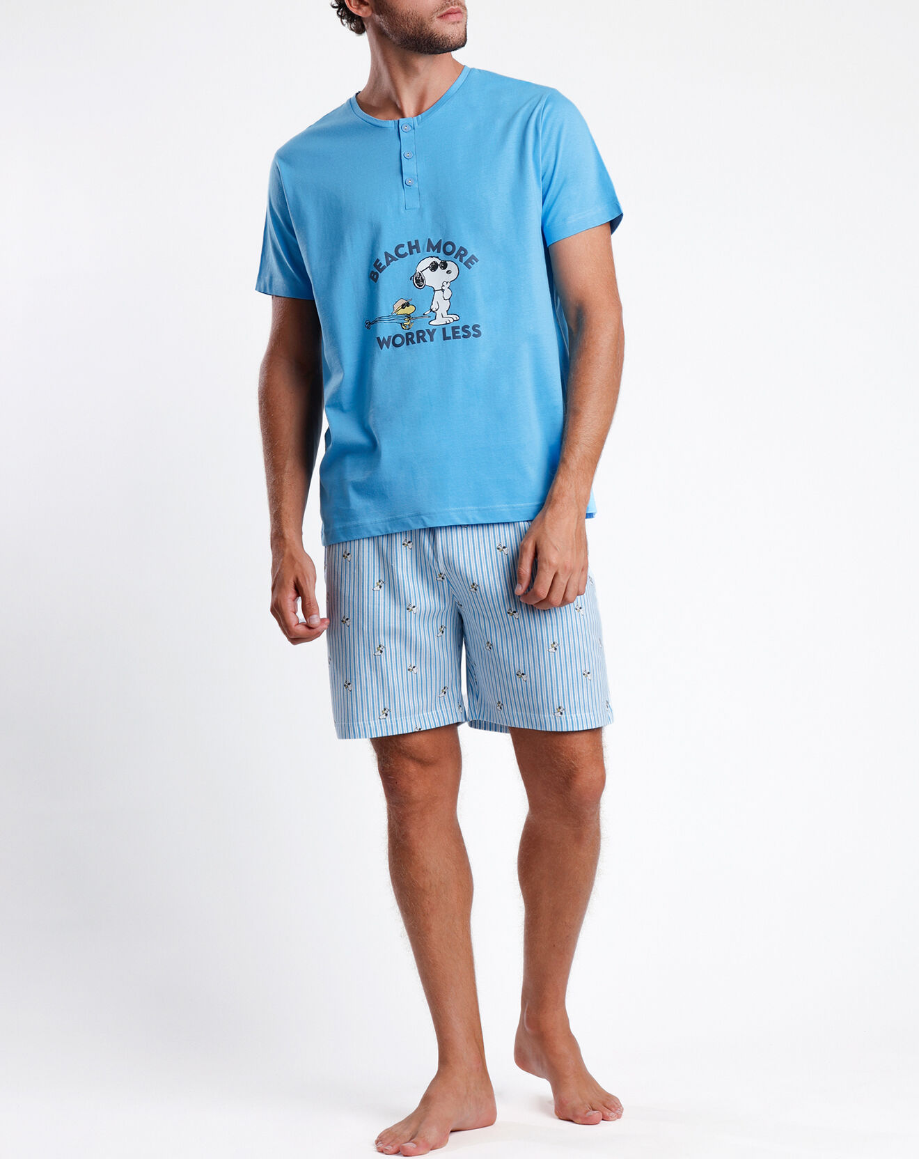 peanuts - pyjama t-shirt & short gaspard bleu