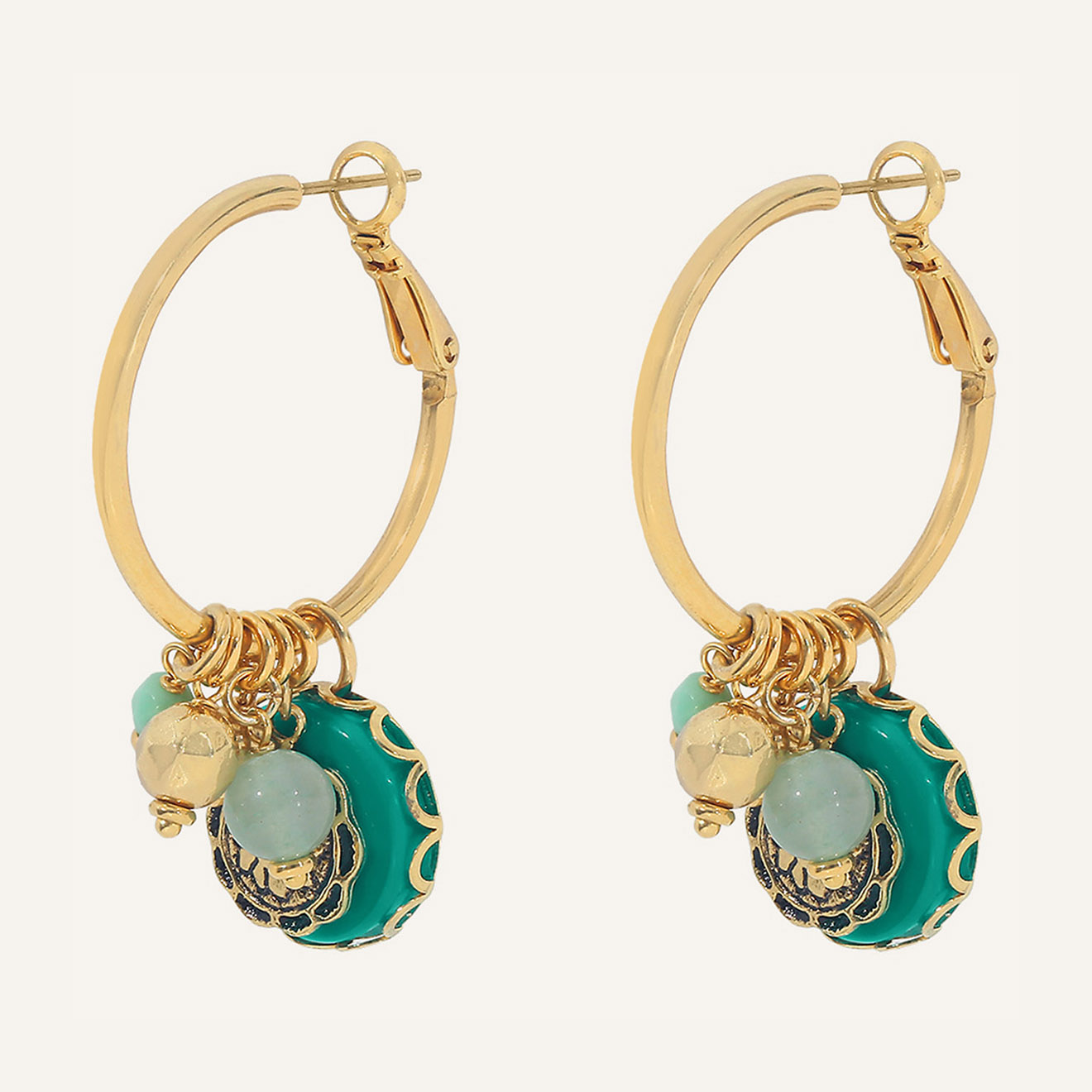 Reminiscence - Boucles d'oreilles Amazones Aventurine doré/vert