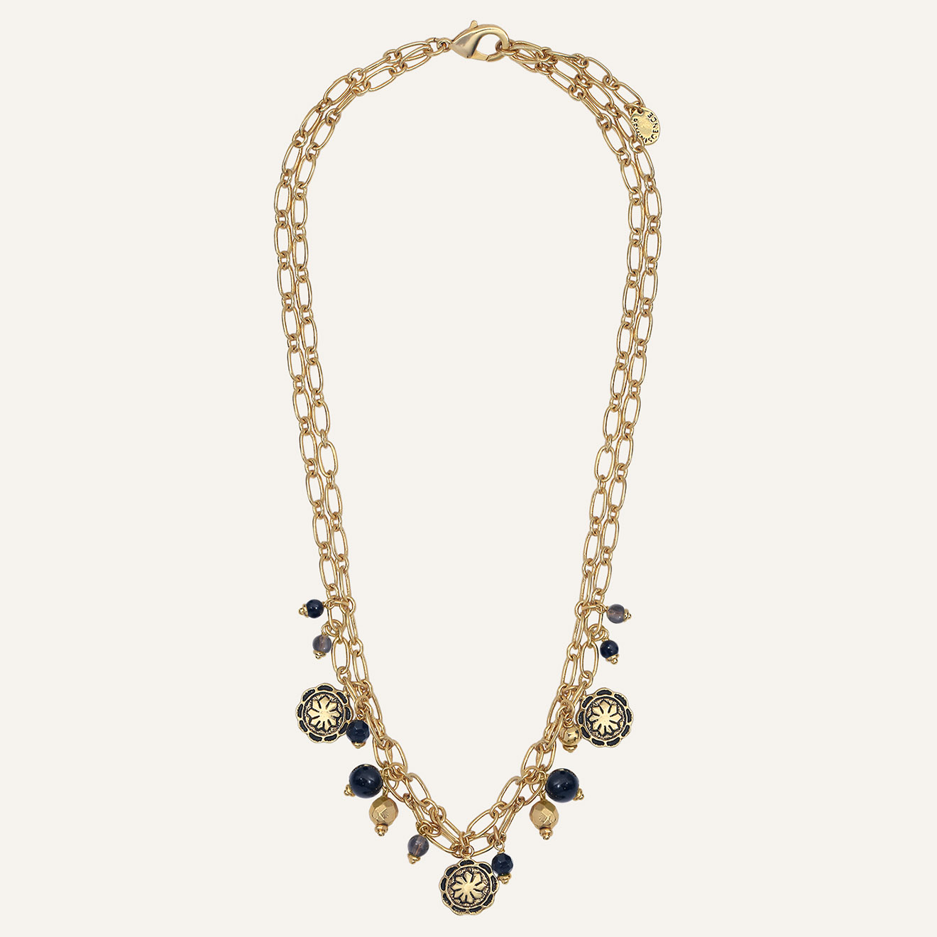 Reminiscence - Collier Amazones Agate & Quartz doré/noir