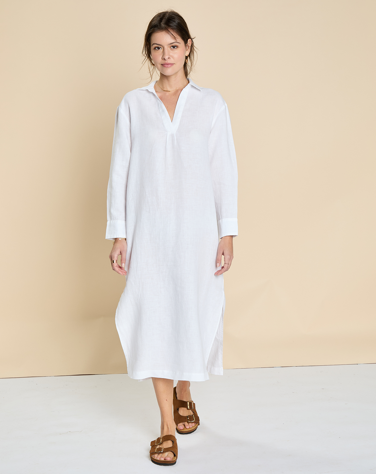 harris wilson - robe 100% lin elinda blanche