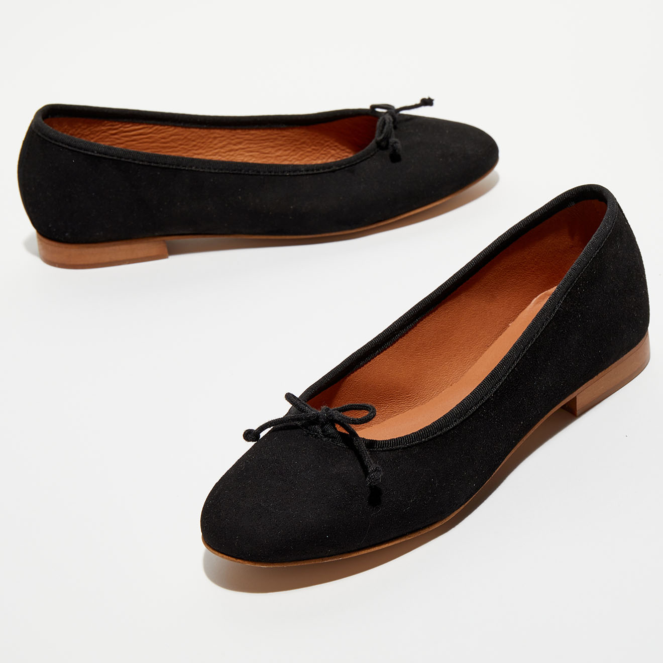 Quartier Latin - Ballerines en Velours de Cuir Jeanne noires