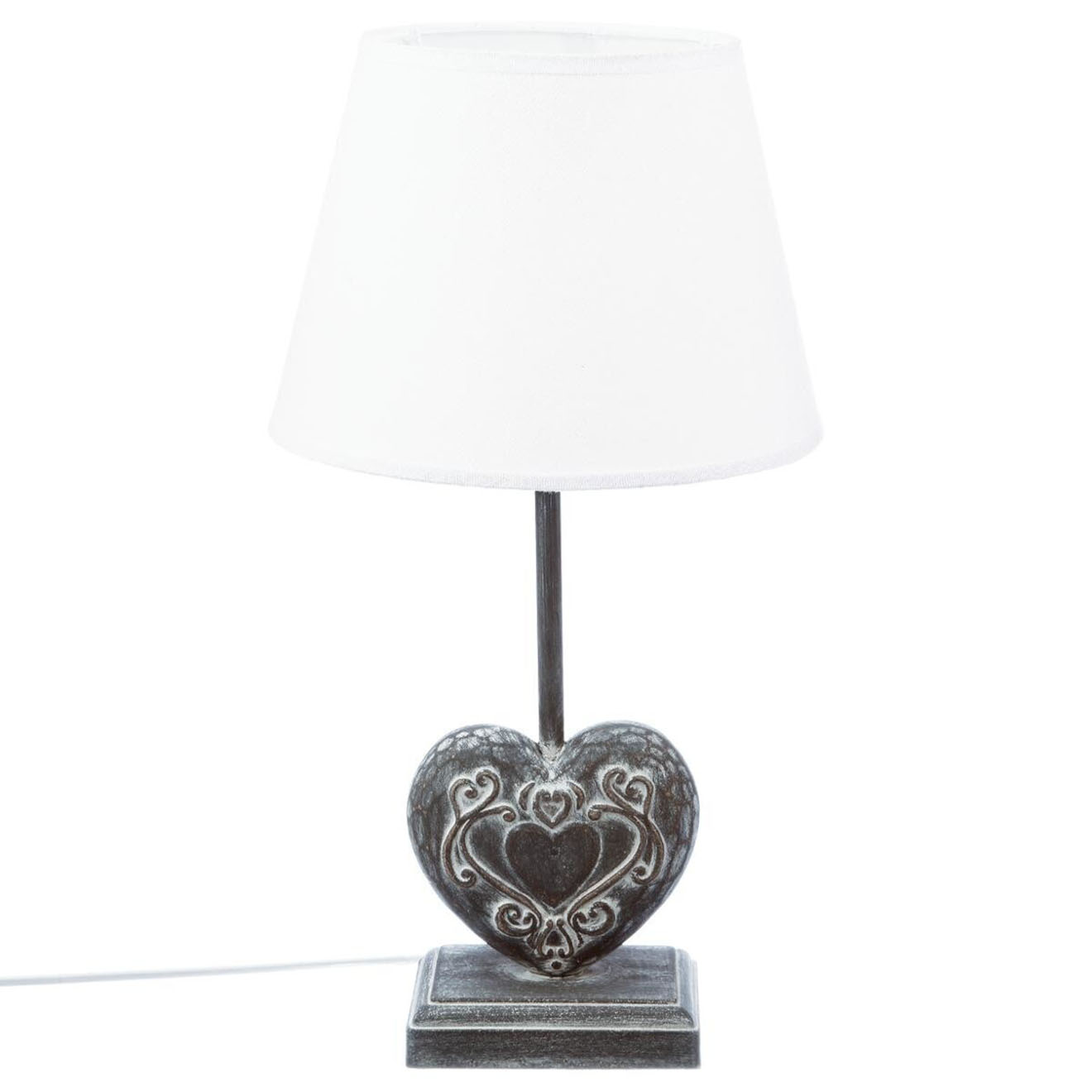 Atmosphera - Lampe pied coeur Prati grise - D.25xH.49 cm