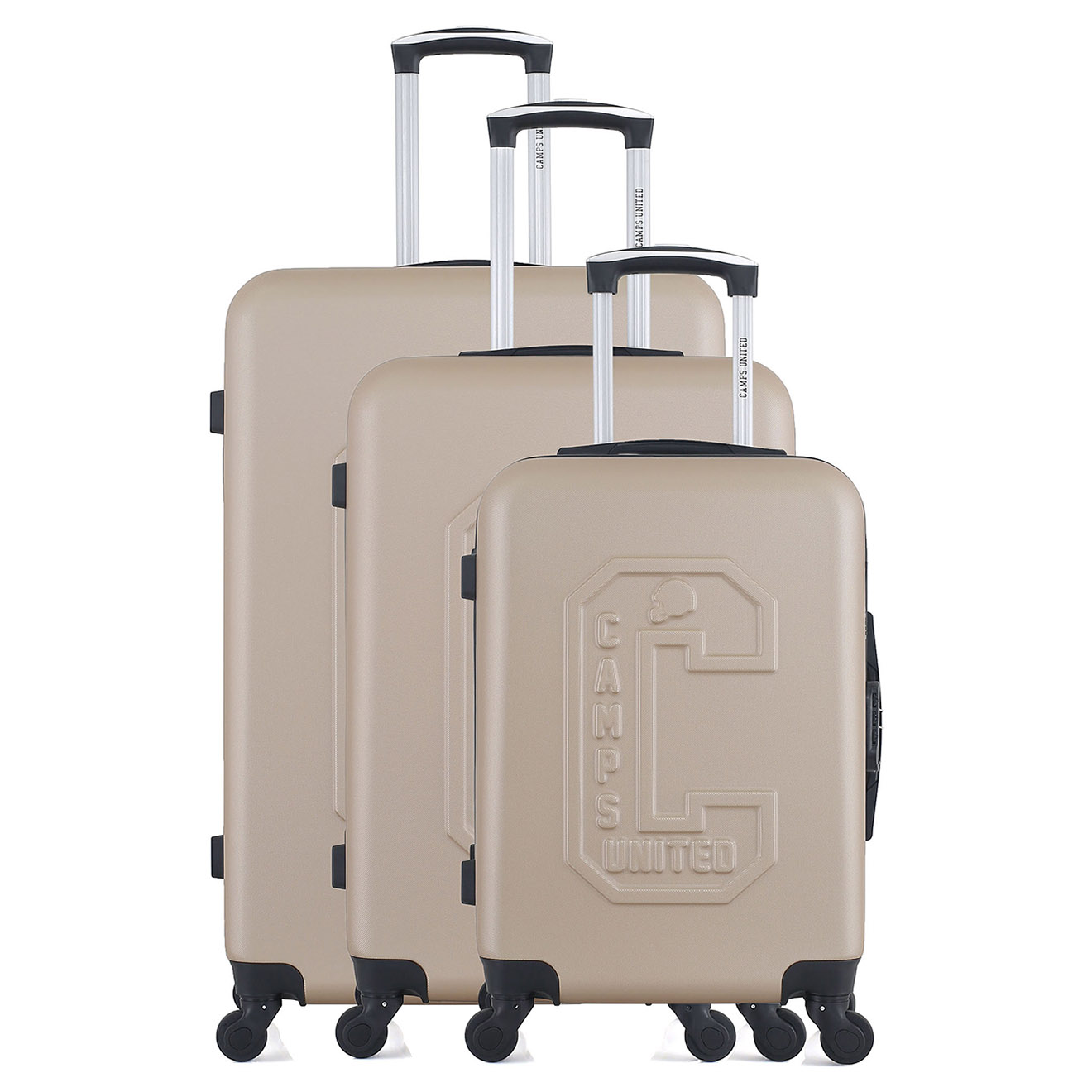 camps united - 3 valises 4 roues simples ucla 75/65/55 cm beiges