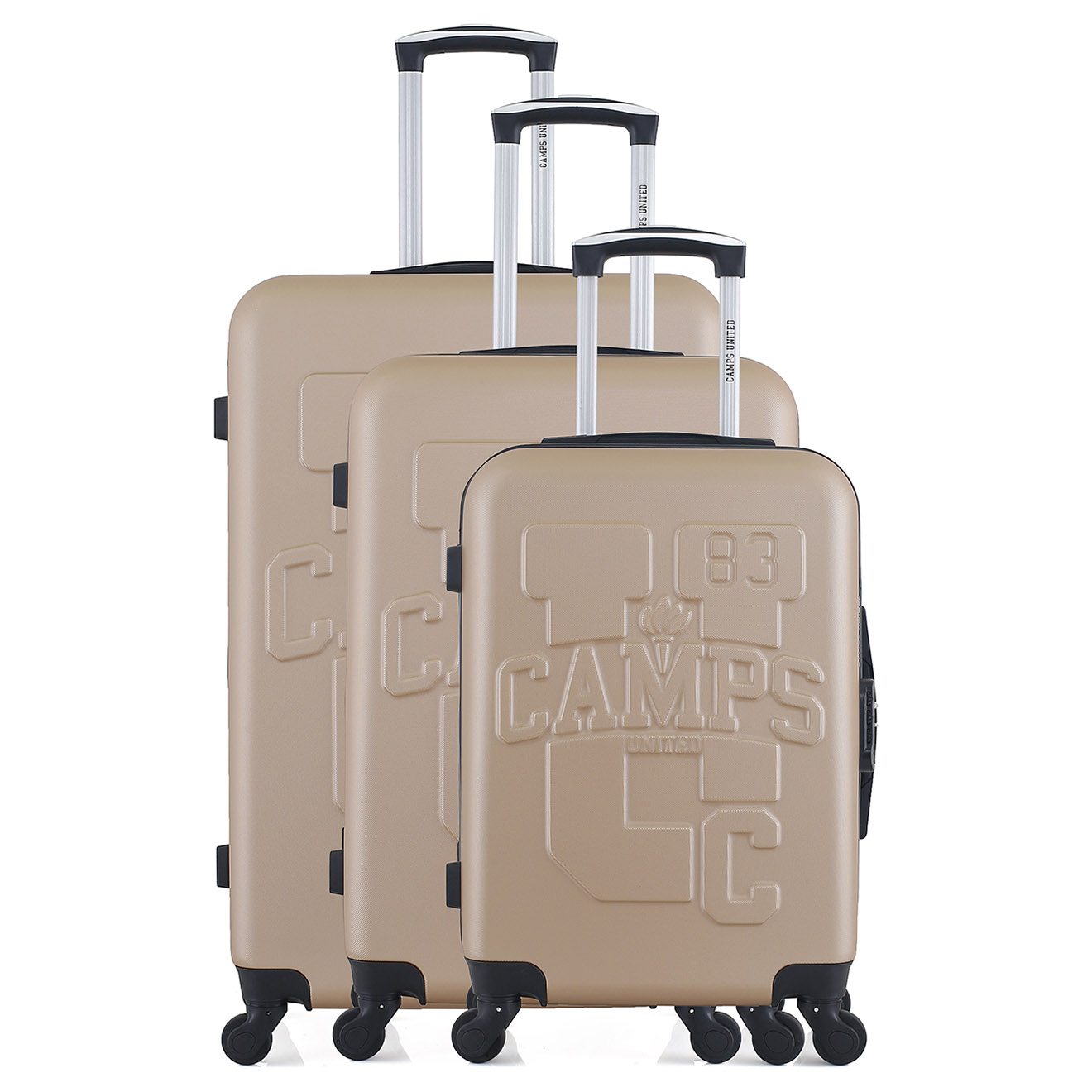 camps united - 3 valises 4 roues simples massachusetts 75/65/55 cm beiges