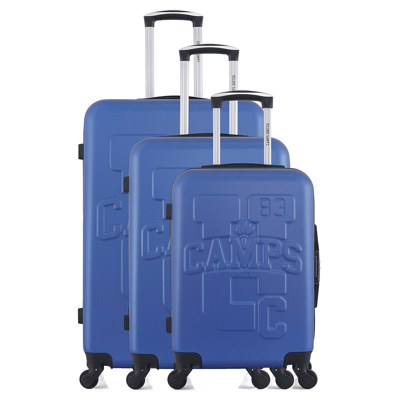camps united - 3 valises 4 roues simples massachusetts 75/65/55 cm bleu marine