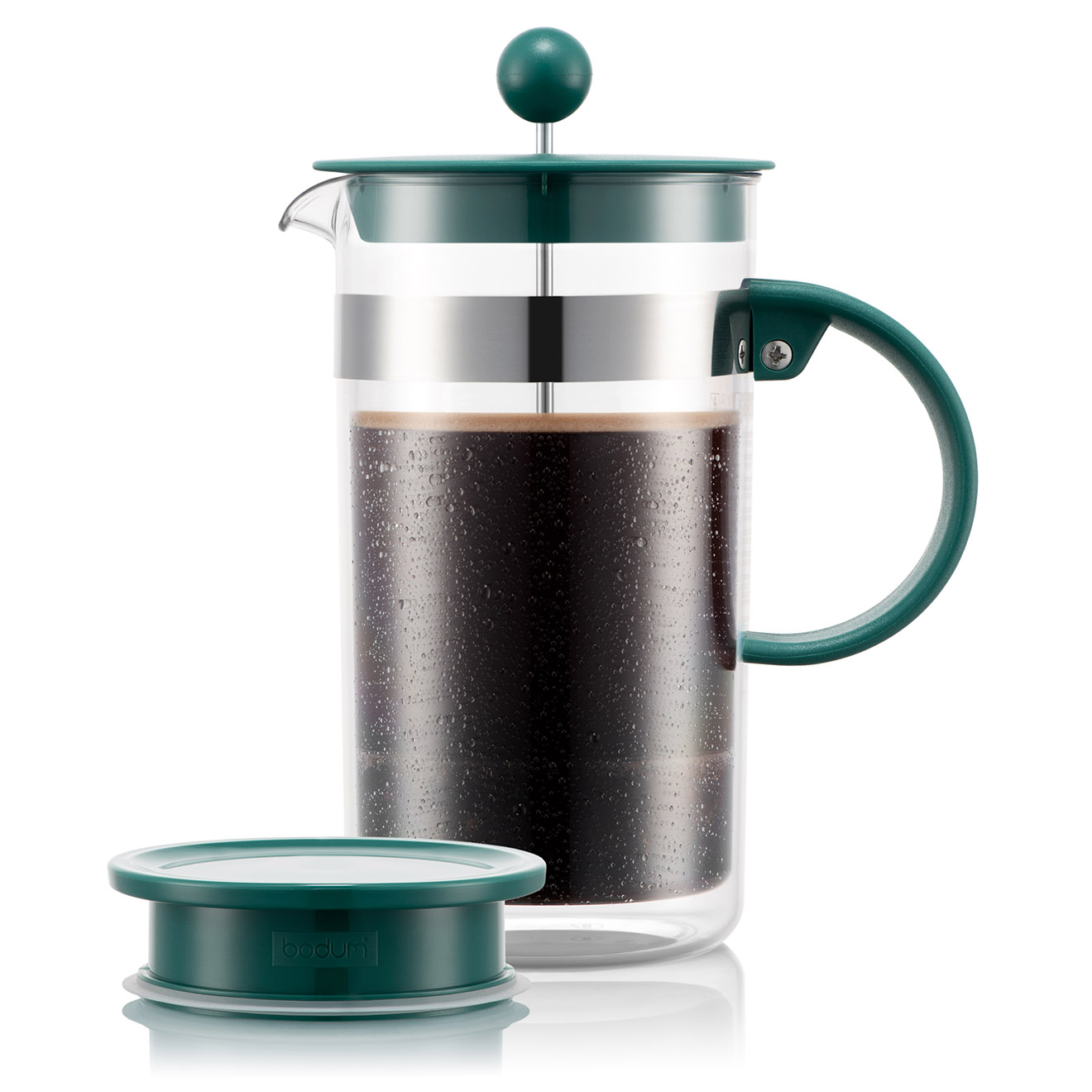 Bodum - Cafetière à piston double paroi, avec couvercle extra, 8 tasses Bistro Nouveau verte - 1L