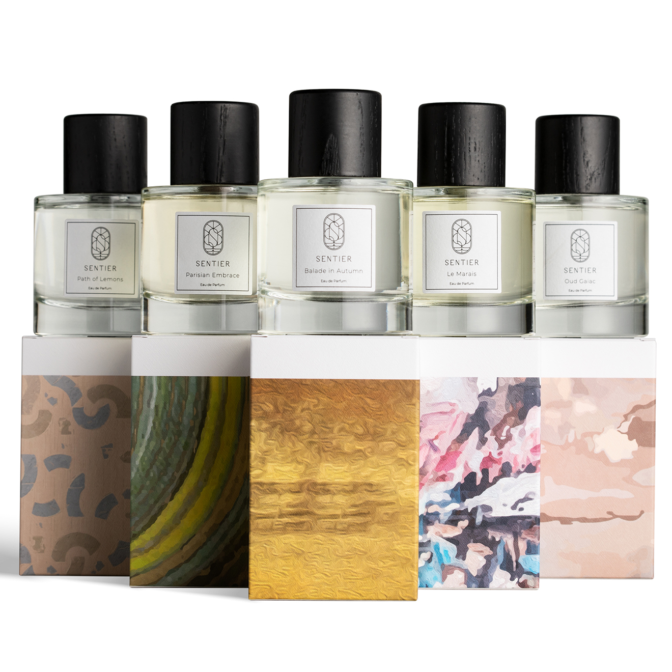 Sentier - 5 Eaux de Parfum Ultimate Scent Journey Collection : Parisian Embrace + Path of Lemons + Balade in Autumn + Le Marais + Oud Gaiac