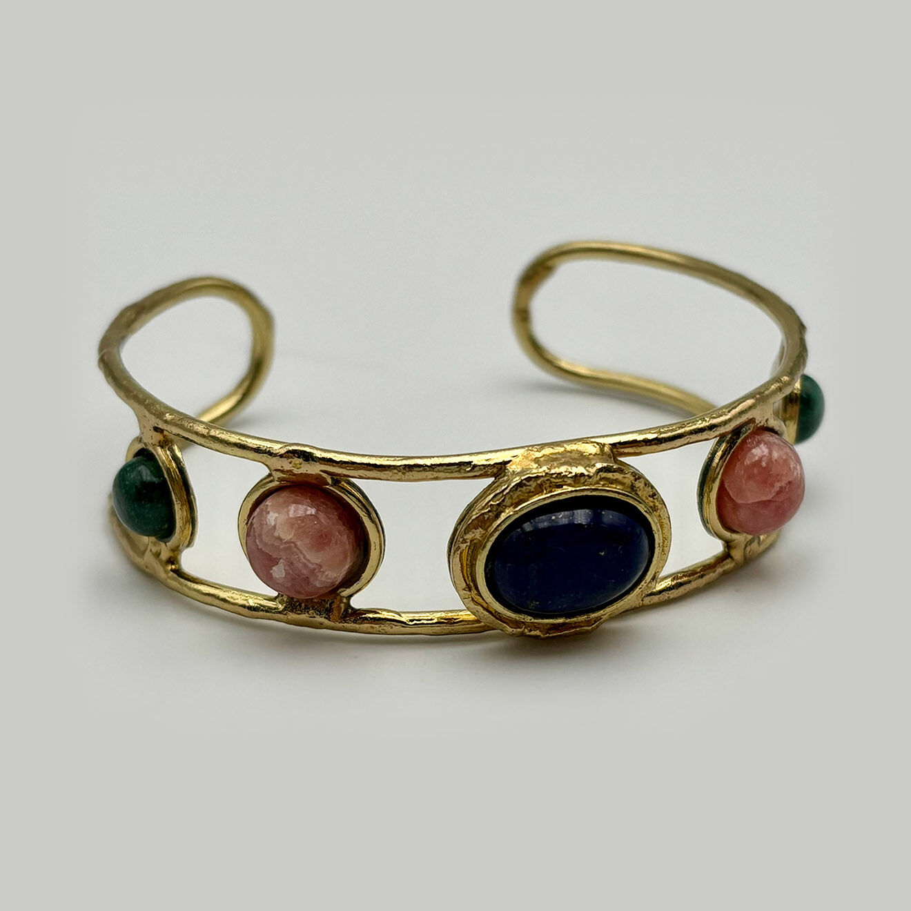 diaperis - bracelet thea en plaqué or, malachite & lapis lazuli