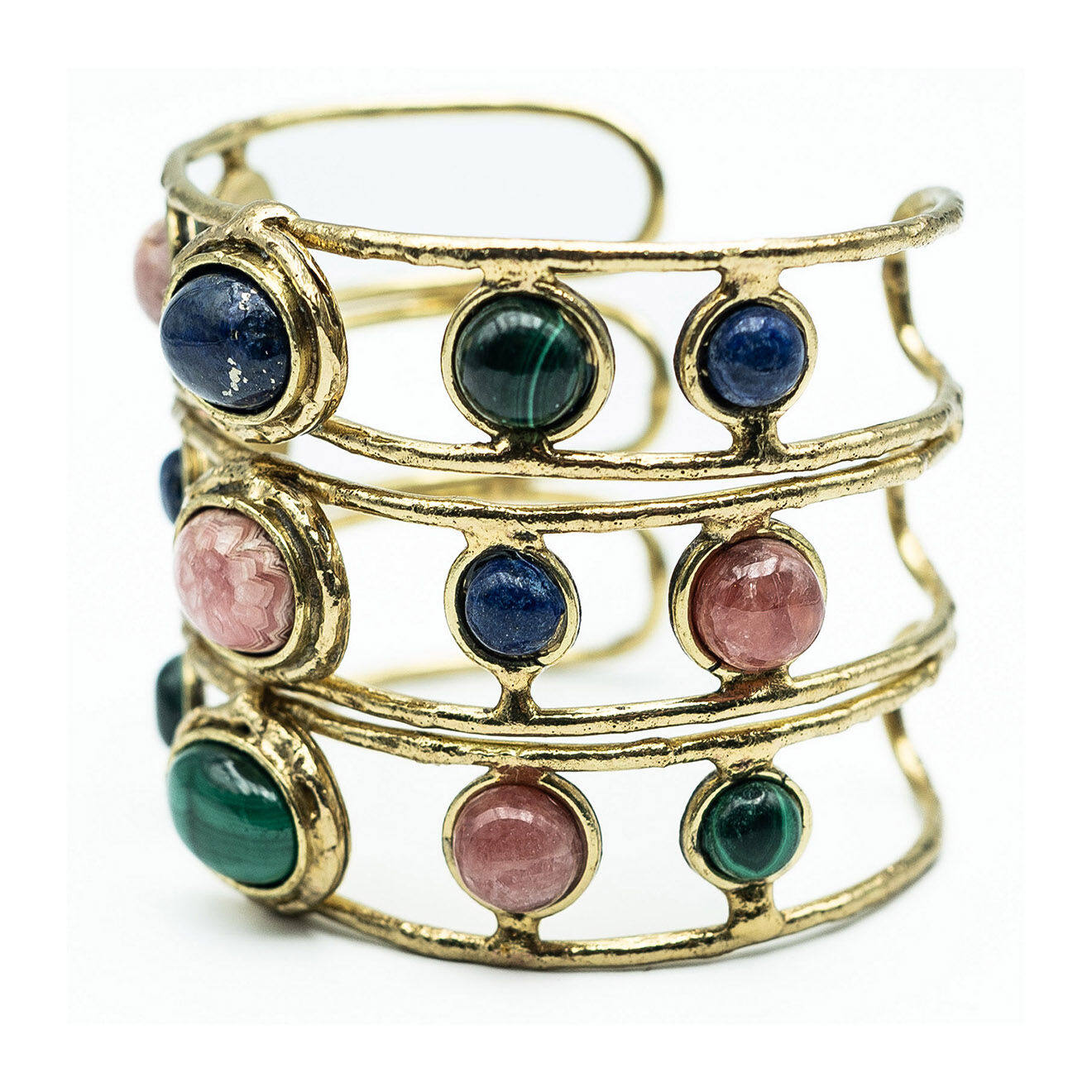 diaperis - bracelet salome en plaqué or, lapis lazuli & malachite