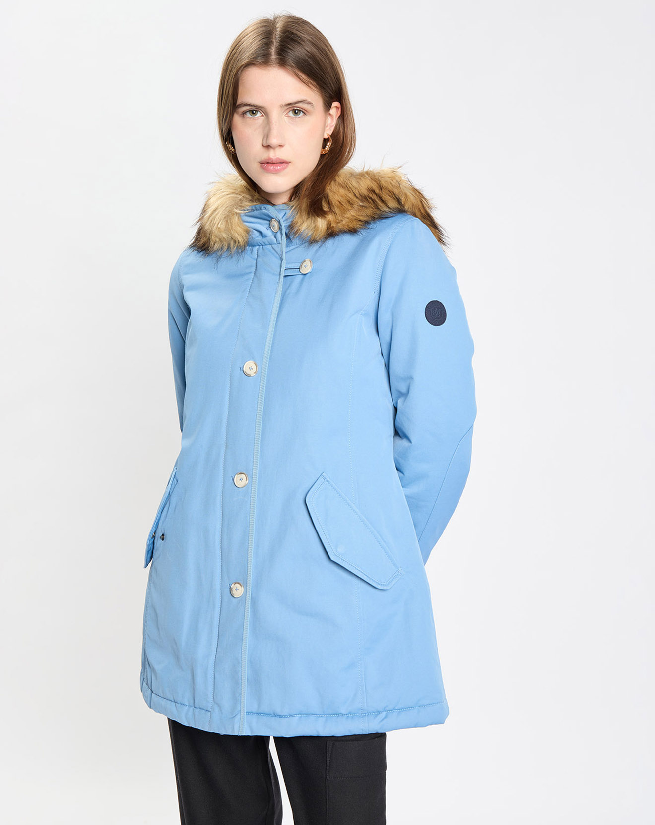 Marc O'Polo - Parka Thermor à capuche fausse fourrure bleue