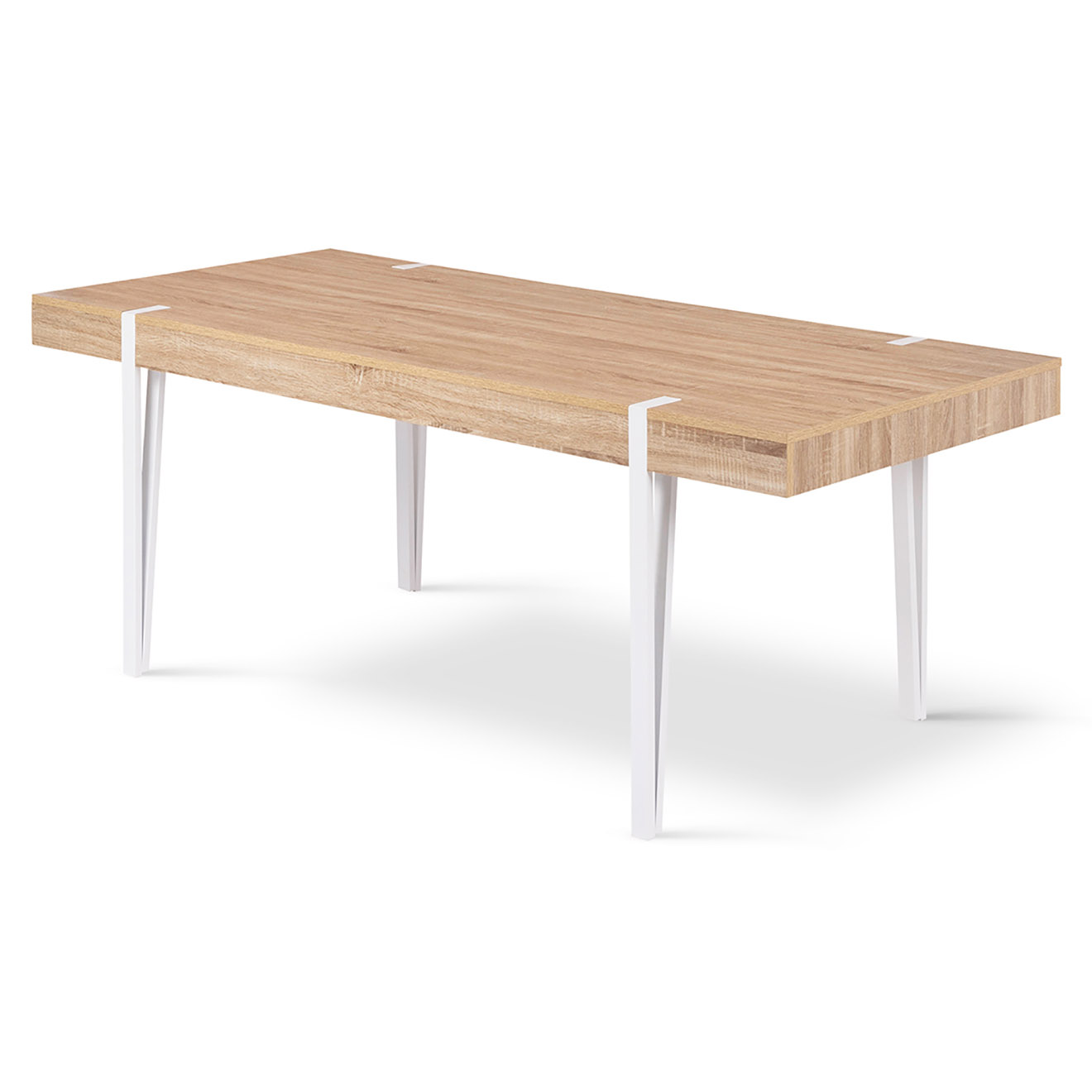 Idomya Factory - Table repas Hudson 10 personnes bois/blanc - 200x90x76 cm