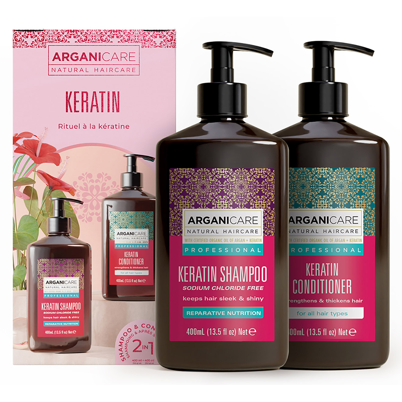 Arganicare - Coffret Duo Shampooing + Après-shampooing Kératine