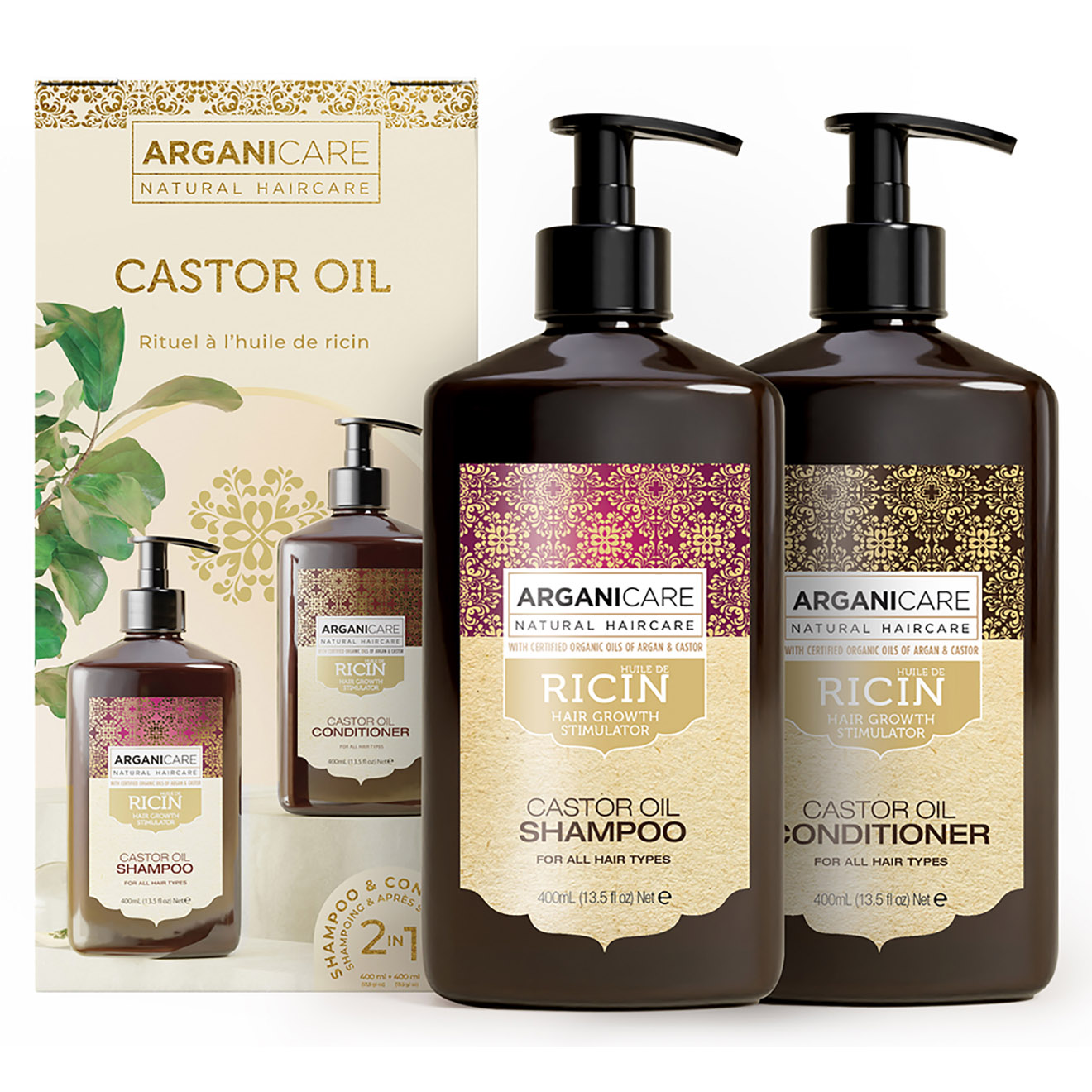 Arganicare - Coffret Duo Shampooing + Après-shampooing Ricin