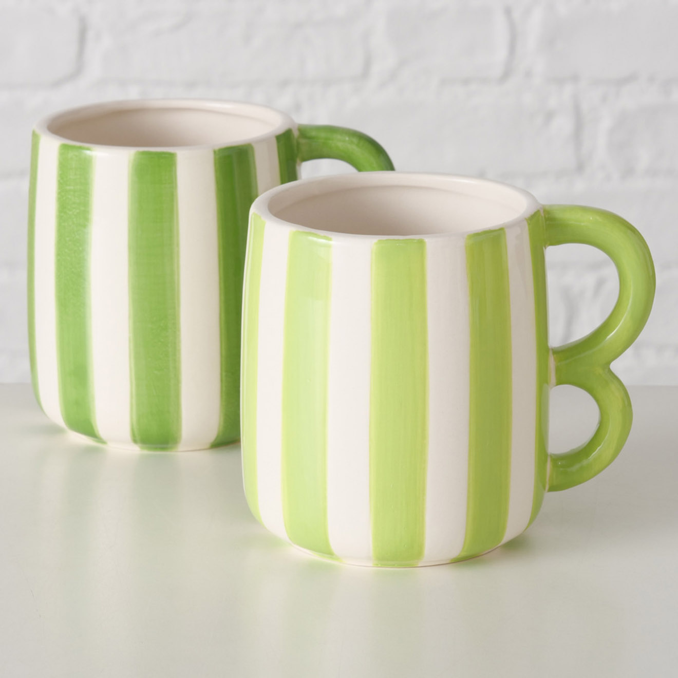 Boltze - 2 Mugs Bolero vert/blanc - D.13x10 cm