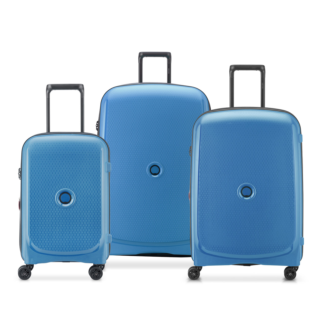 Delsey Paris - 3 Valises 4 roues doubles Belmont Plus 55/70/82 cm bleu zinc