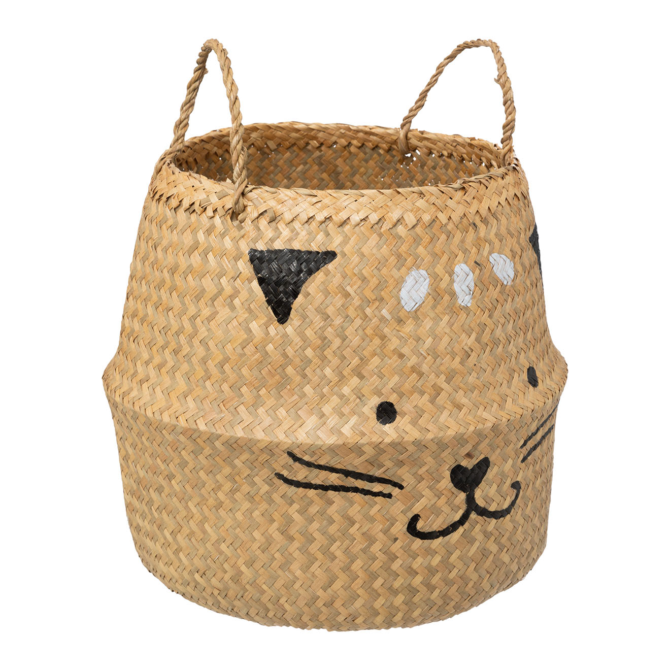 Atmosphera - Panier pliant chat roseau beige - 37x37x38 cm