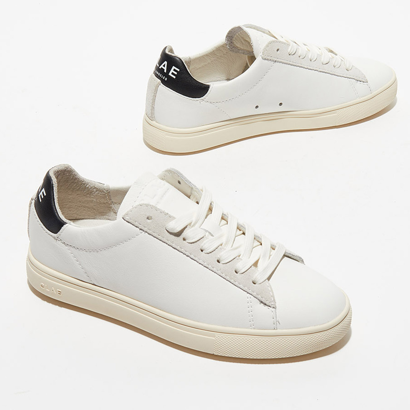 Clae - Baskets en Cuir Bradley blanc/noir