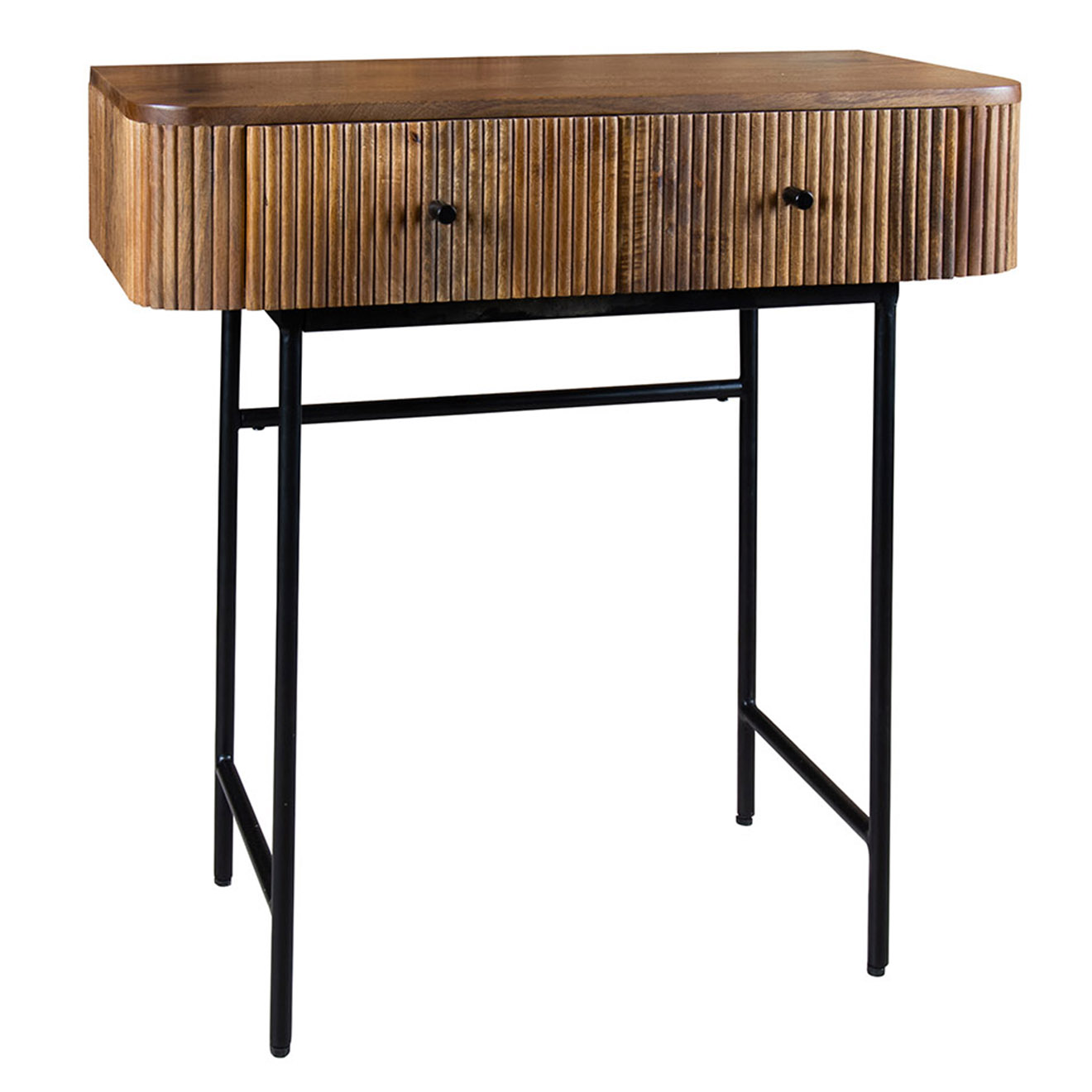 Now's home - Console en manguier 2 tiroirs Iquitos naturel/noir - 80x35x80