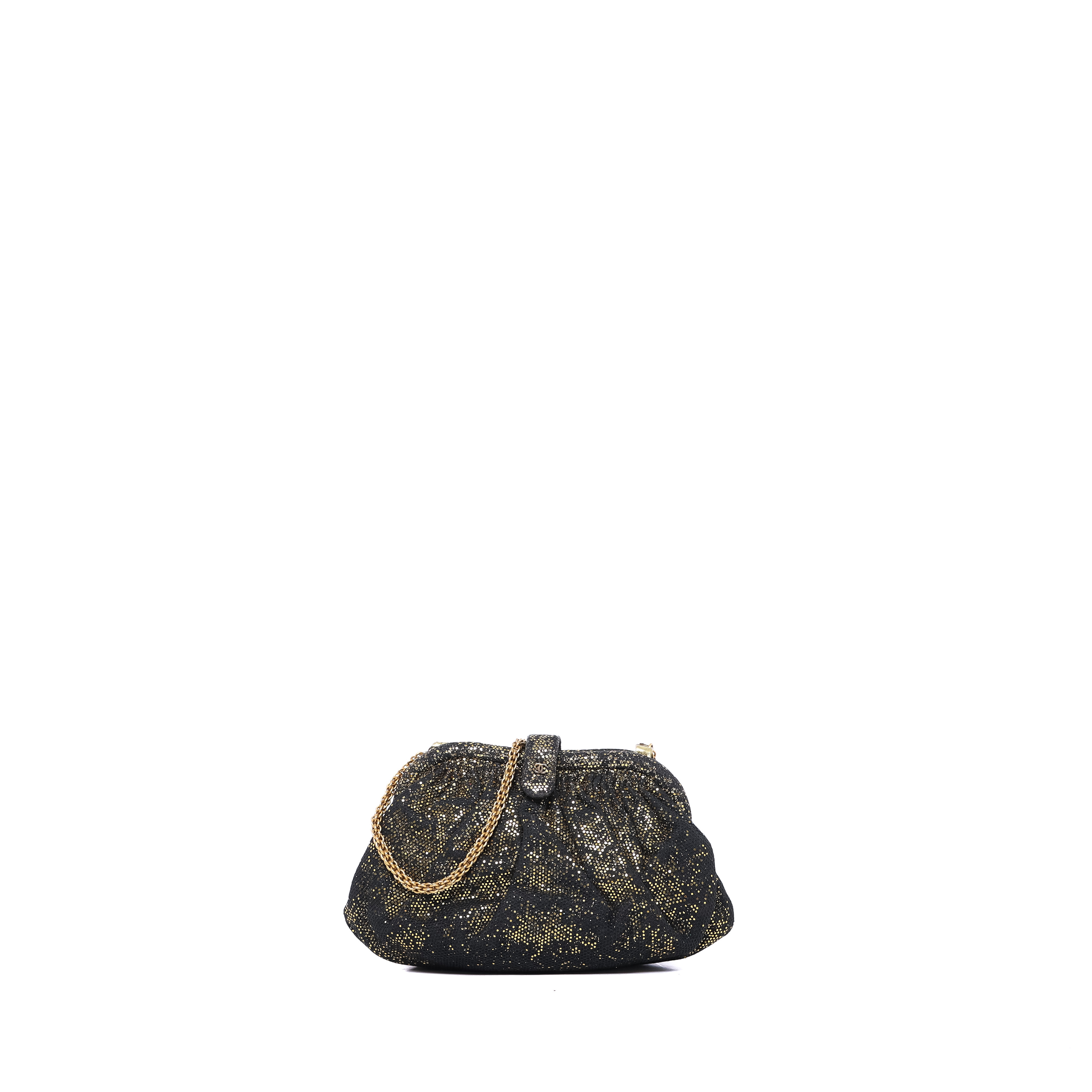 - Mini sac Bandoulière Chanel Tissu Paillettes Noir/Doré