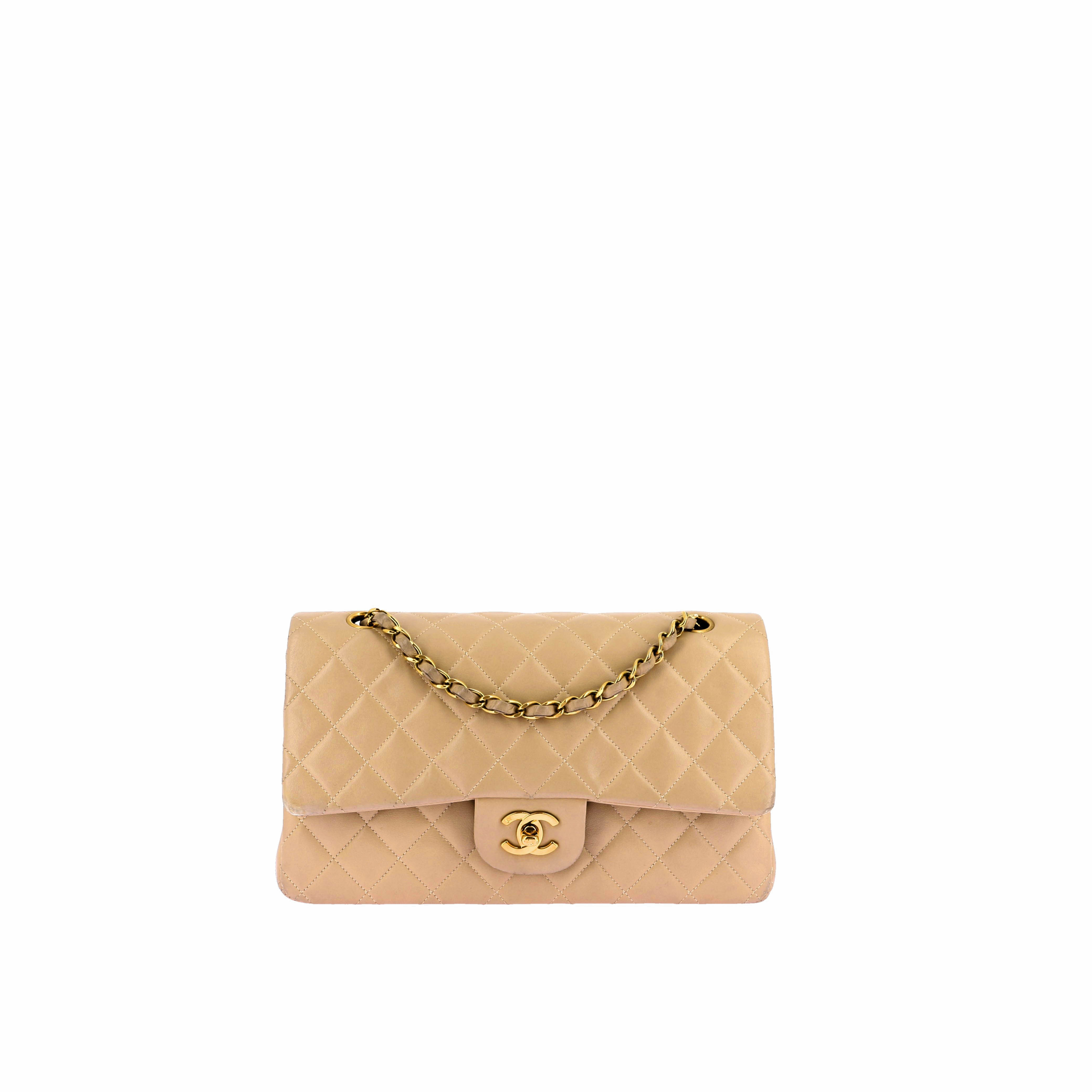 - Sac Timeless Double Flap Chanel Cuir Beige