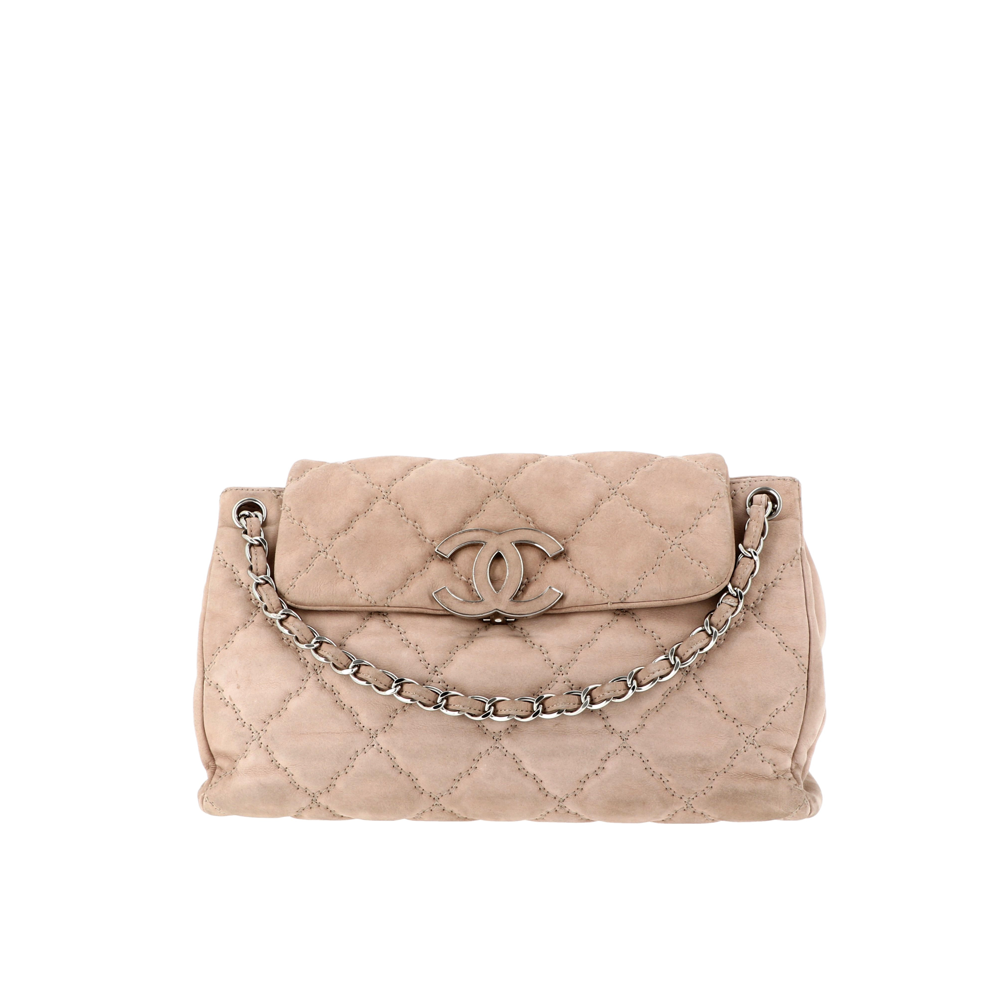 - Sac bandoulière Chanel Cuir effet daim matelassé Beige