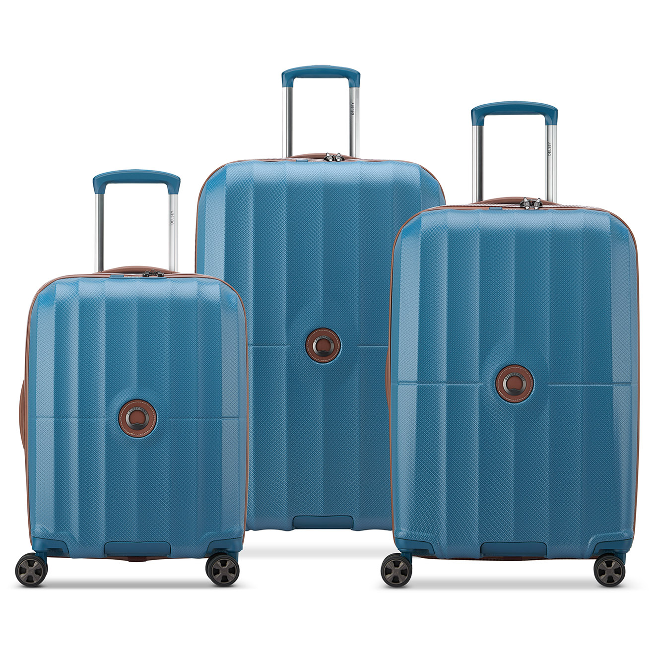 Delsey Paris - 3 Valises St Tropez 4 roues doubles 55/65/70 cm bleu outremer