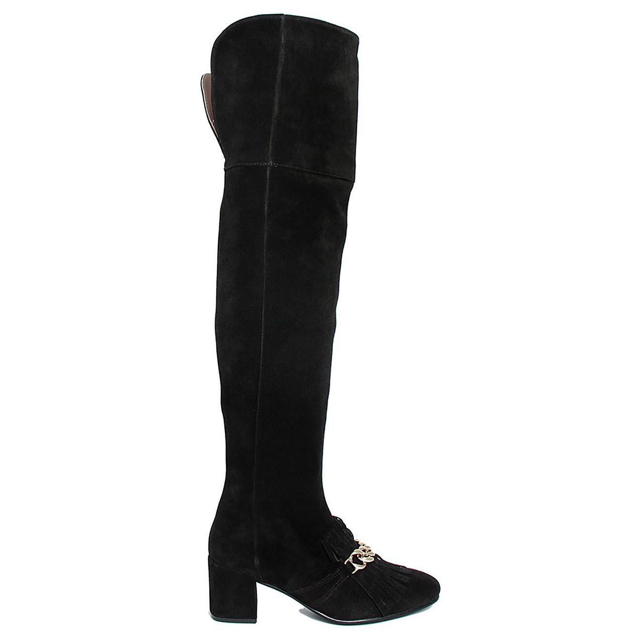 Lab78 - Cuissardes en Velour de Cuir Sarah noires - Talon 6 cm