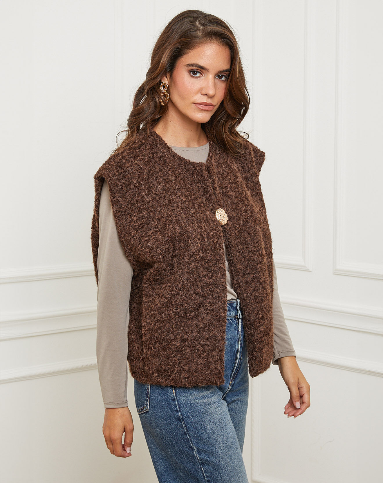 Gilet Alice choco Vente privée L'Armoire de Suzette BazarChic