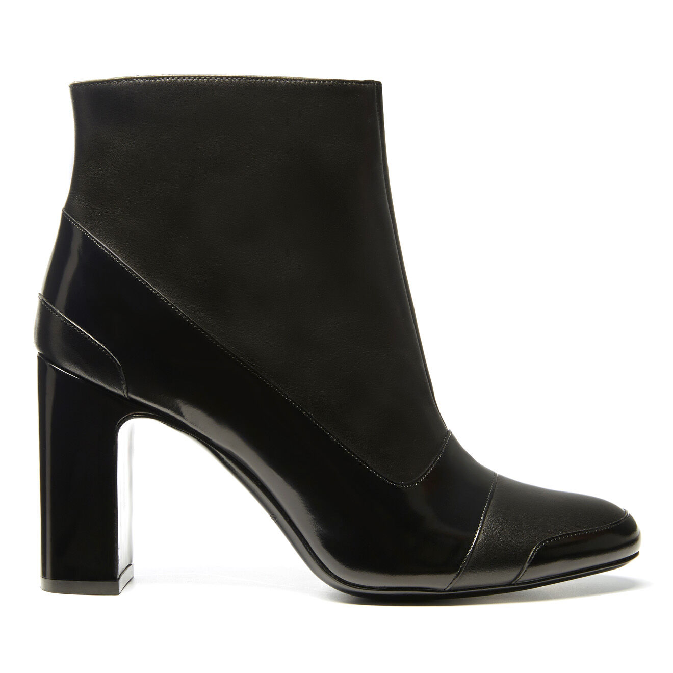 Boots en Cuir verni et Cuir lisse Mindy noires - Talon 9.5 cm