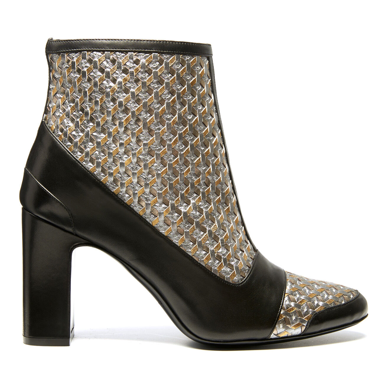 Boots en Cuir Mindy argenté/noir Talon 9.5 cm