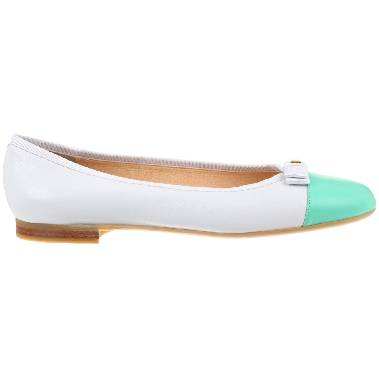 Ballerines en Cuir blanc/vert