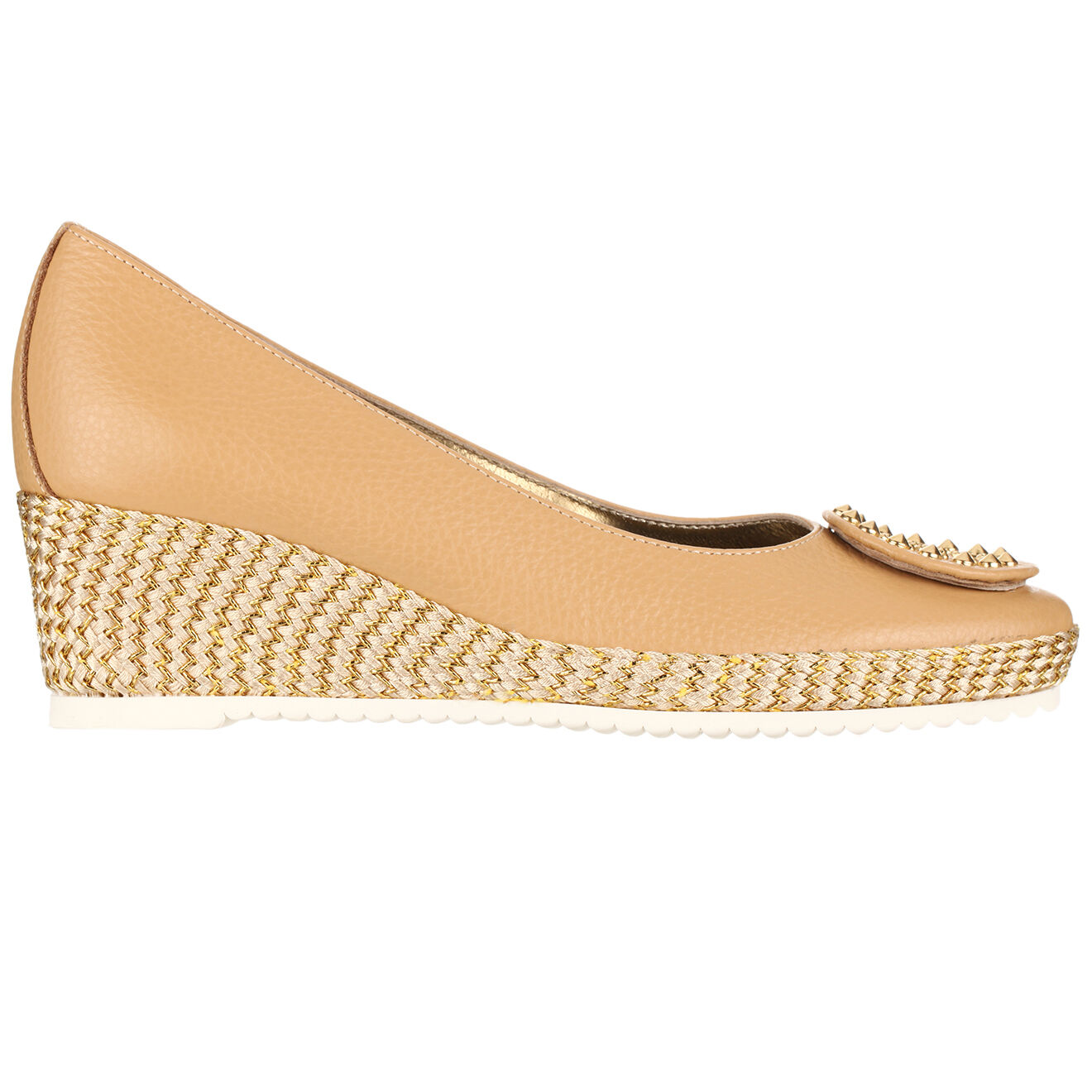 Ballerines compensées en Cuir beiges - Talon 5 cm