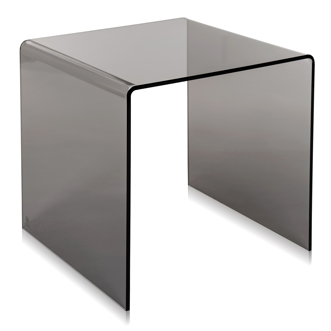 Table basse/chevet 80's fumé transparent - 40x40x40 cm