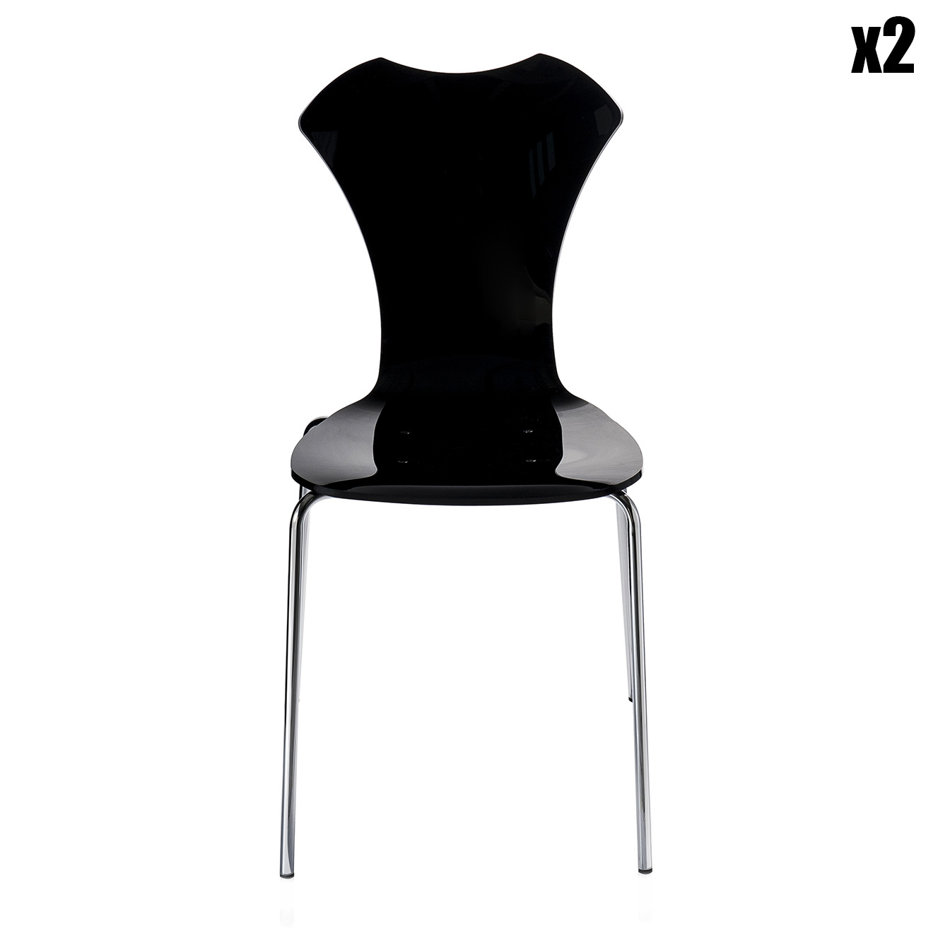 2 Chaises empilables Tina noires - 40x46x86 cm