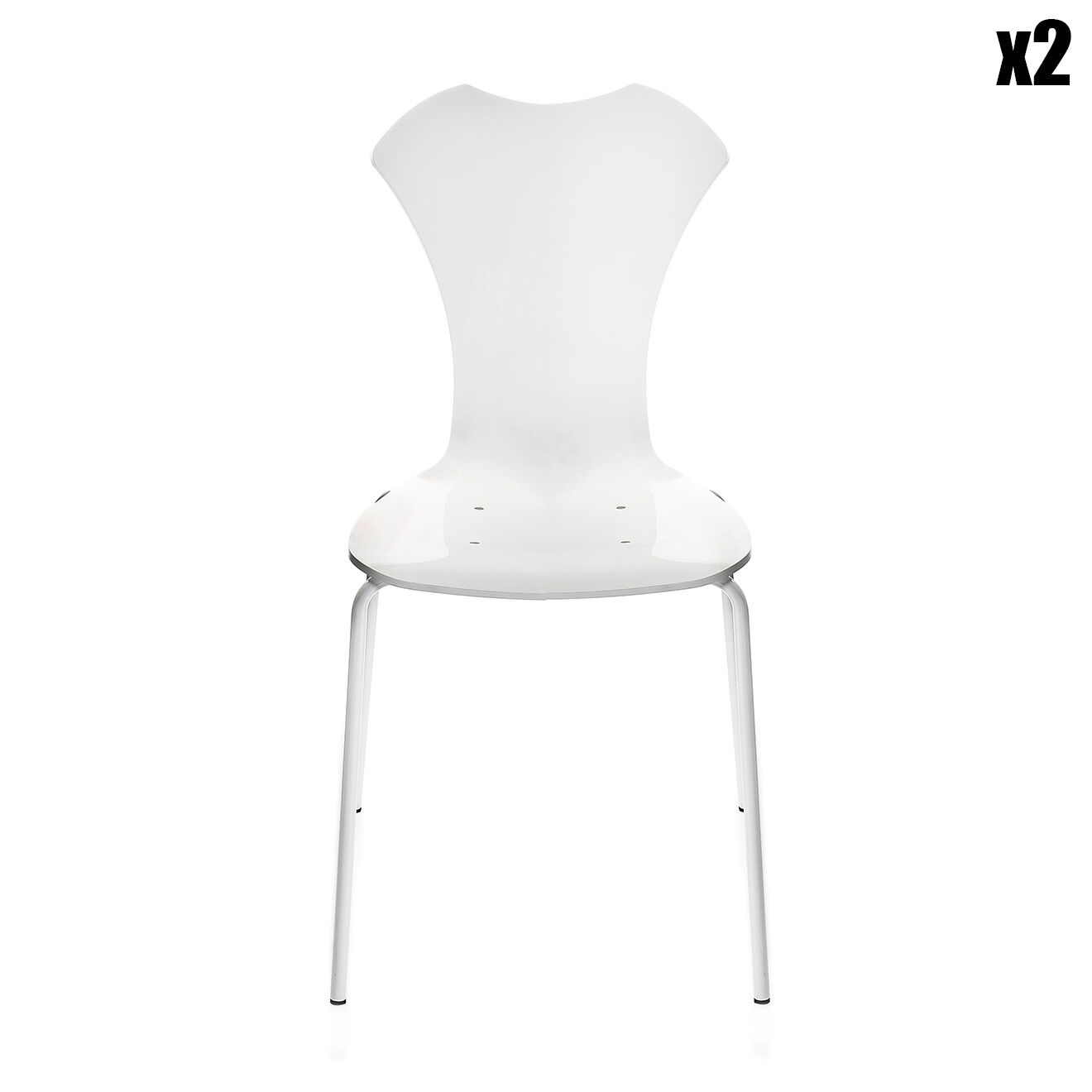 2 Chaises empilables Tina blanc opaque - 40x46x86 cm