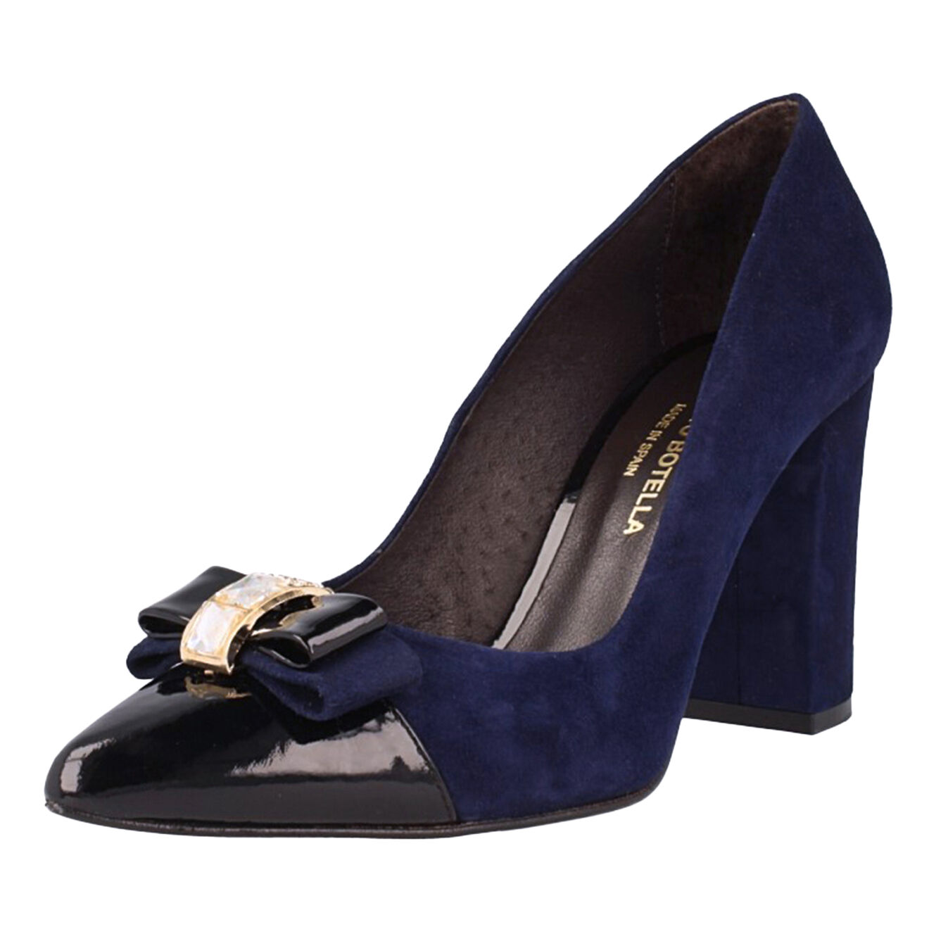 Escarpins en velours de cuir bleu marine Talons 8.5cm