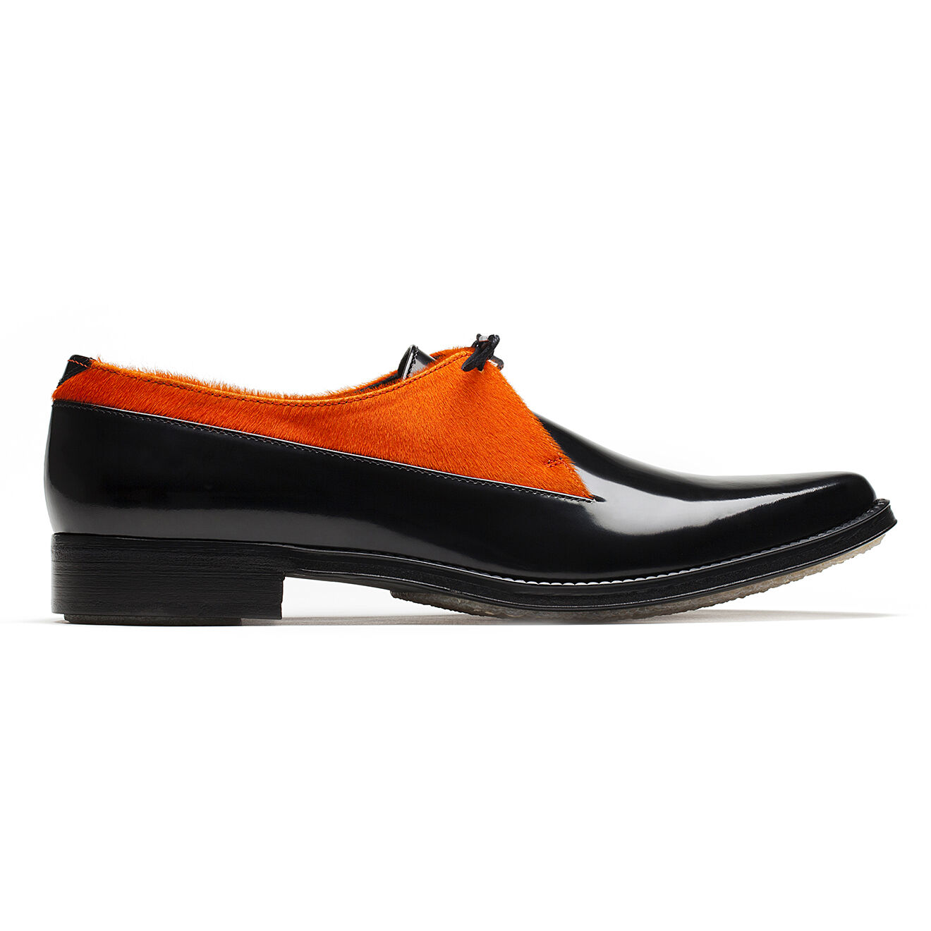 Derbies en Cuir verni Type 30 noir/orange