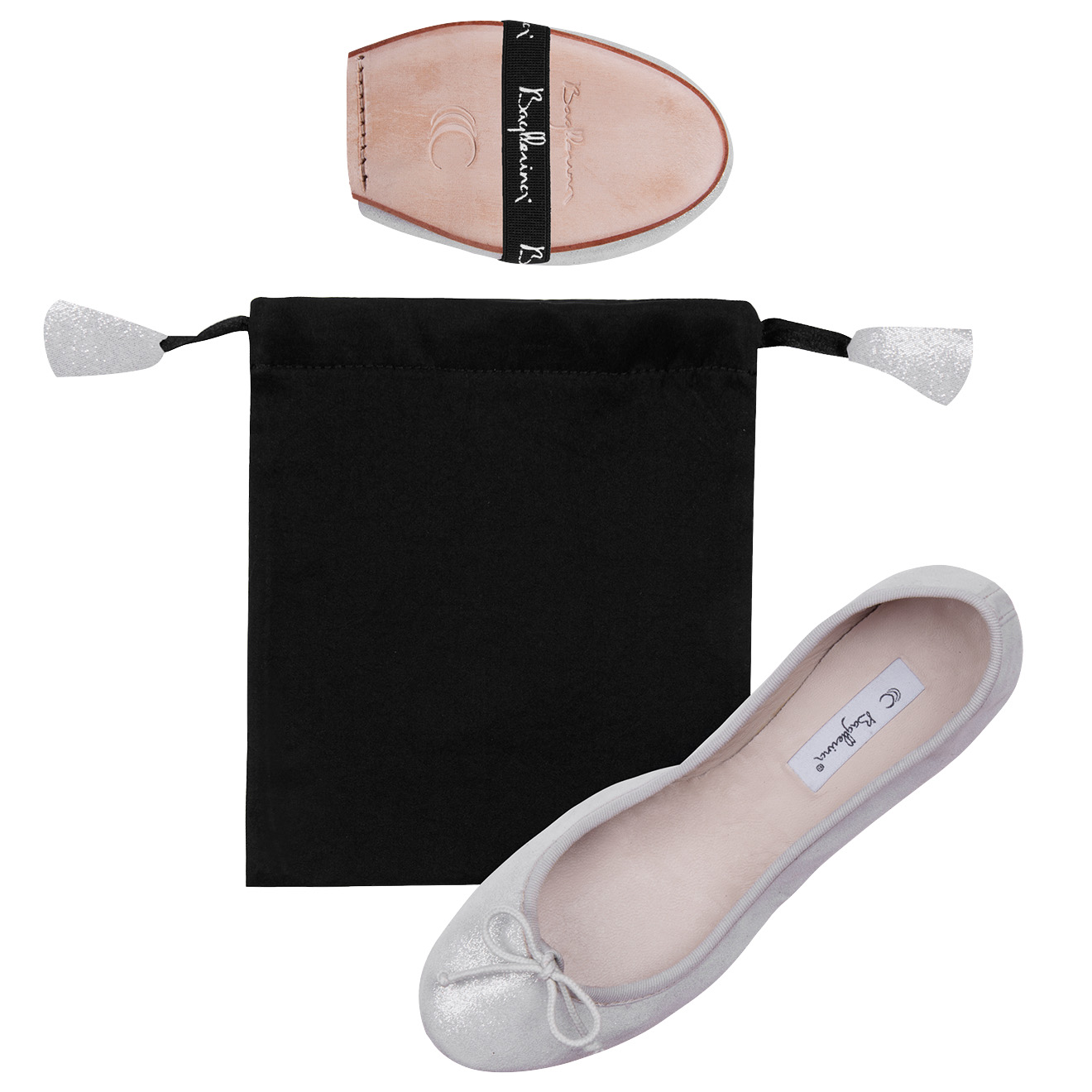 Ballerines pliables en Cuir Parisienne argentées