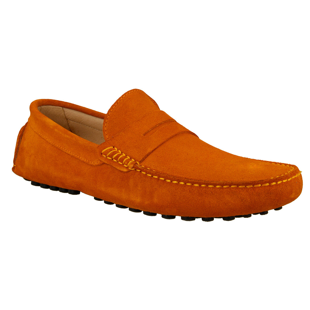 Mocassins en Velours de Cuir Javier orange