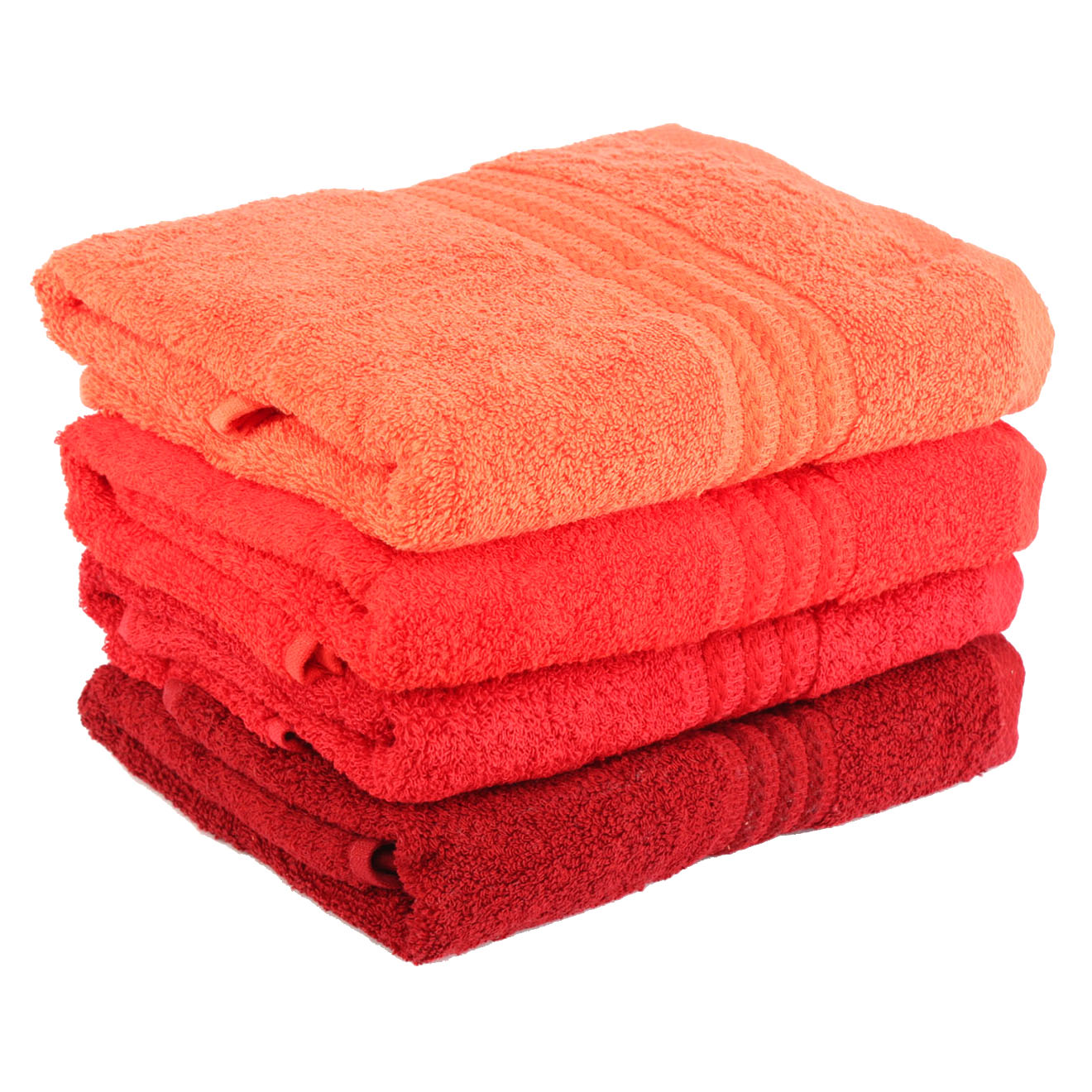 elizabed - 4 serviettes de bain rainbow orange/rouge  - 50x90 cm