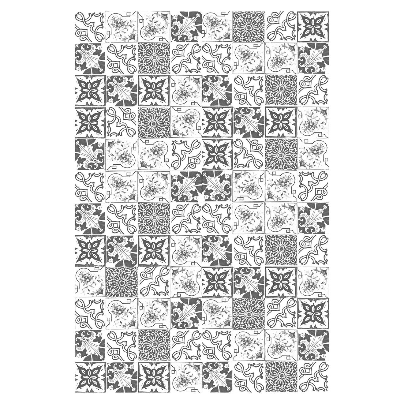Tapis vinyle Floral gris - 133x200 cm