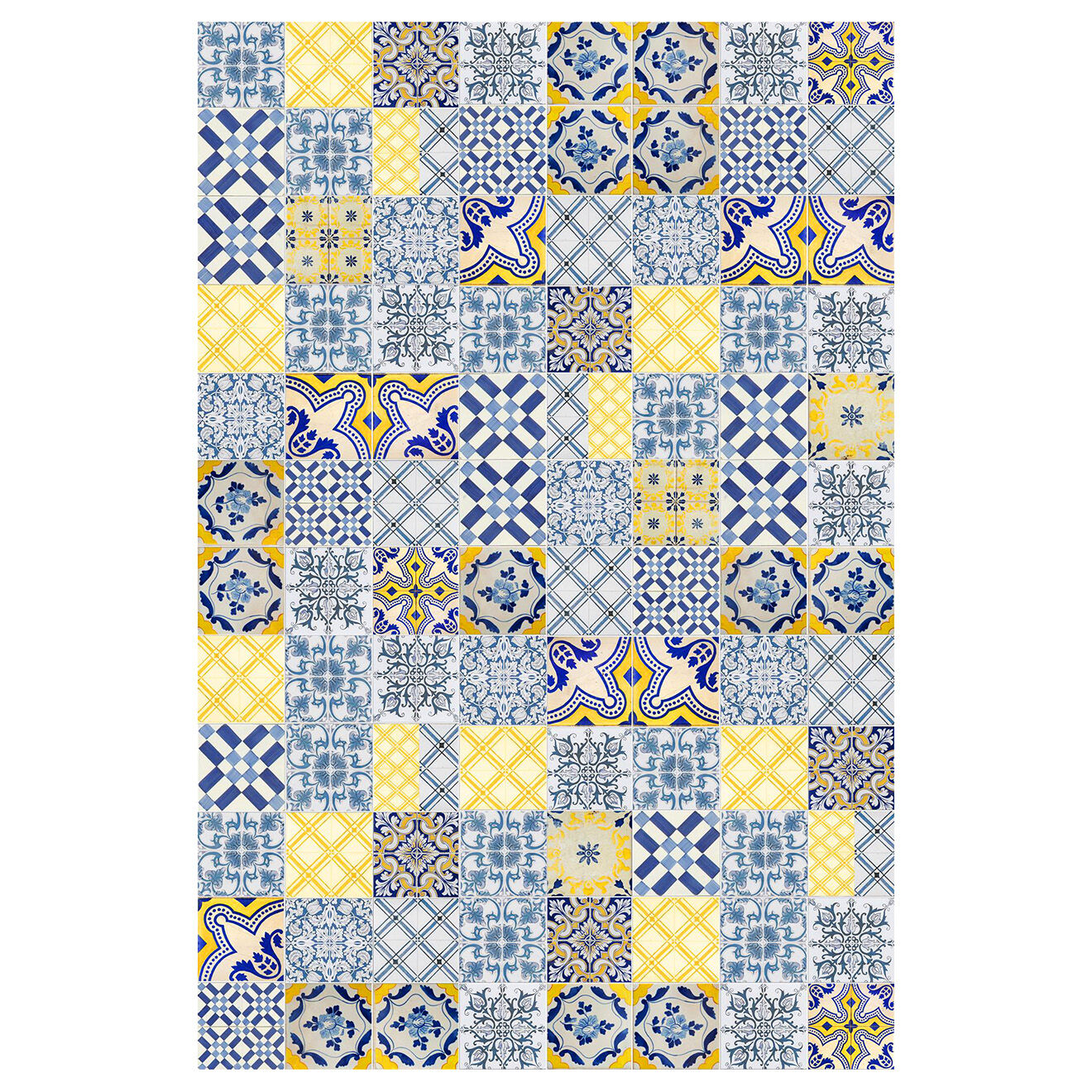 Tapis vinyle L'été jaune/bleu - 133x200 cm