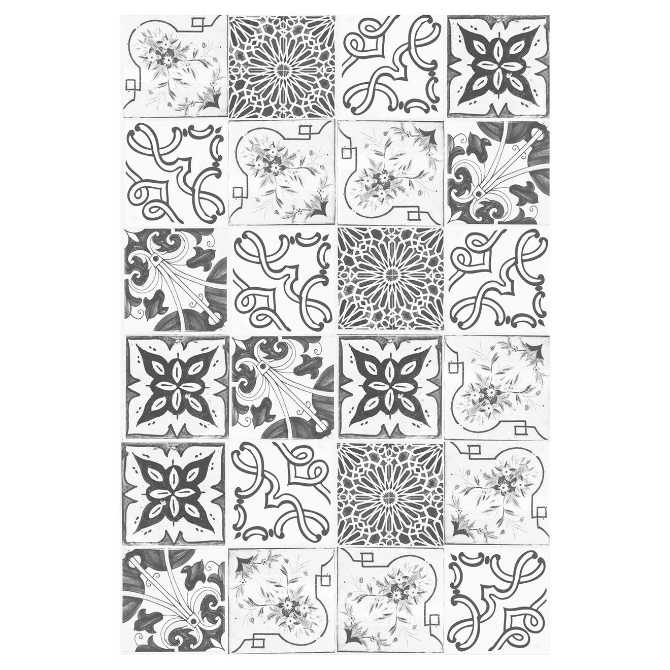 Tapis vinyle Floral gris - 100x133 cm