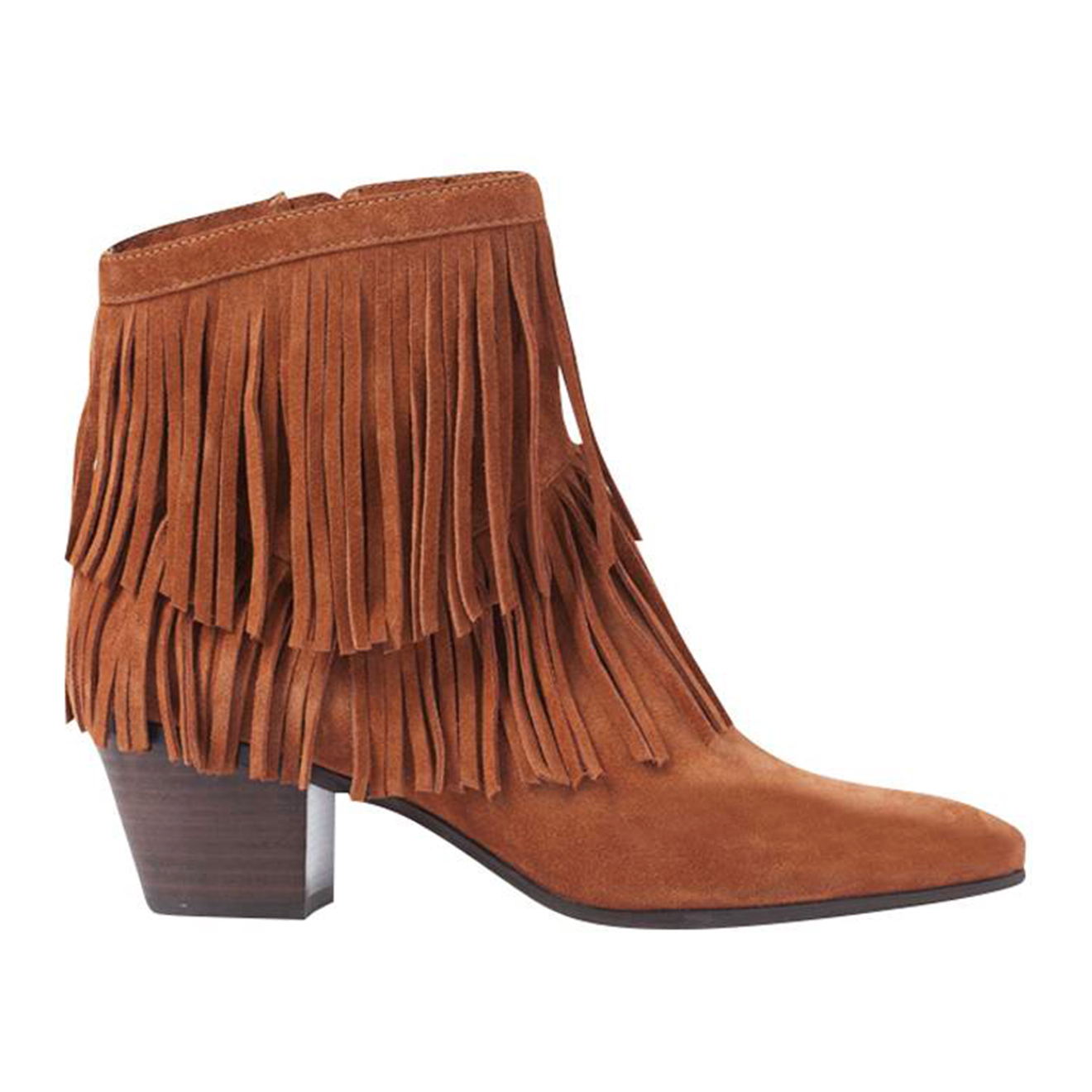 Bottines en velours de Cuir western camel - Talon 5 cm
