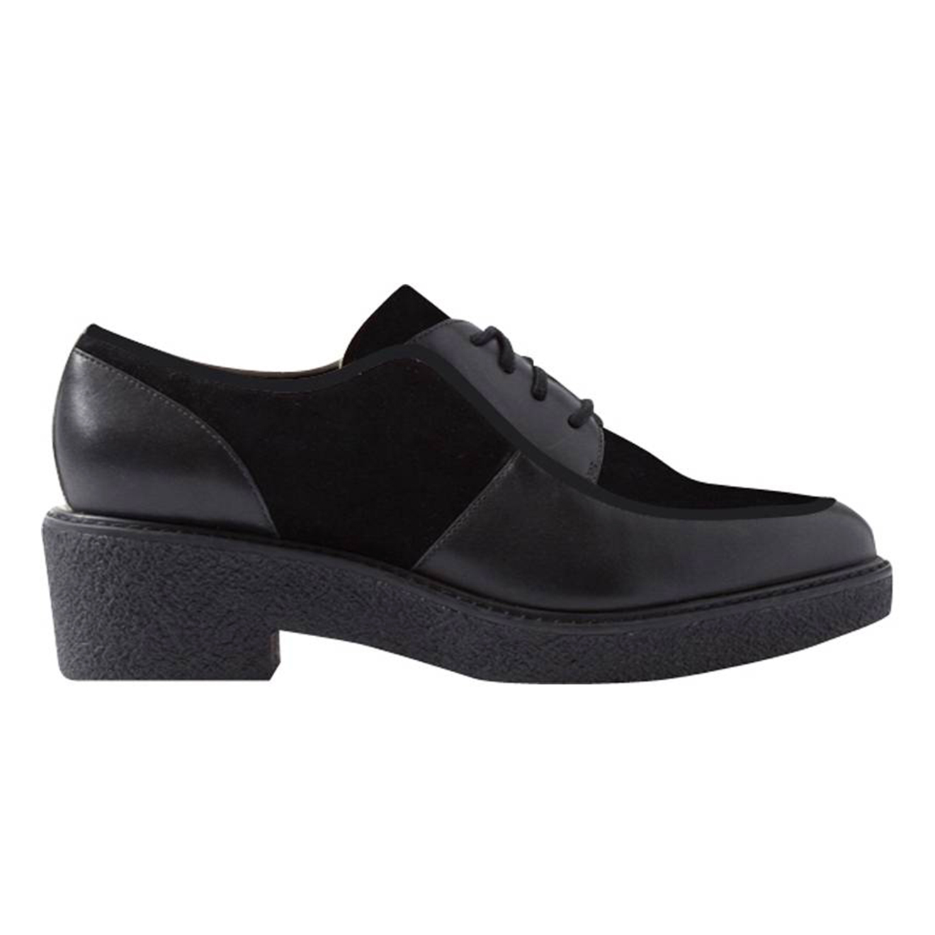 Derbies en Cuir et velours de Cuir à semelle crepe noires