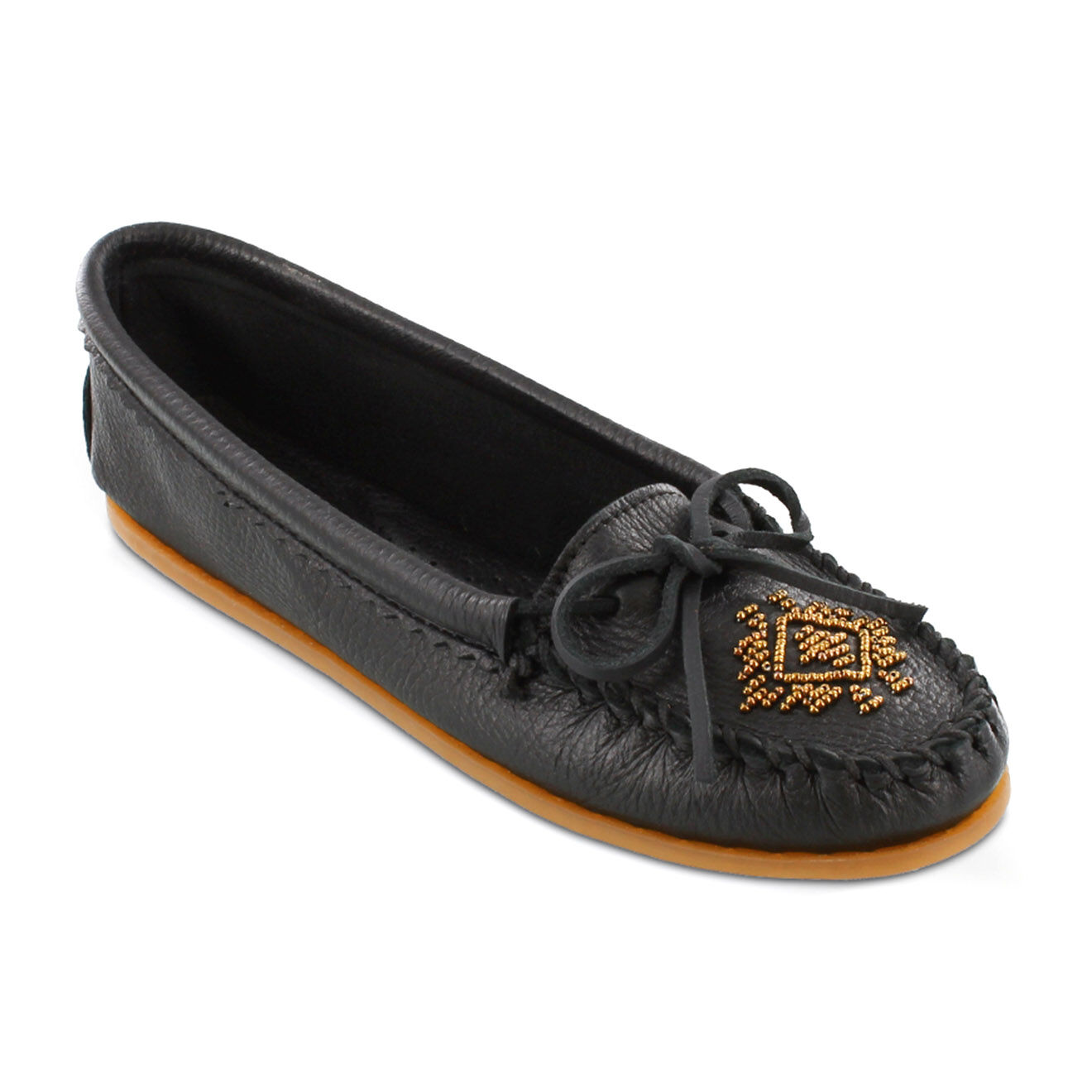 Mocassins en Cuir Beaded noirs