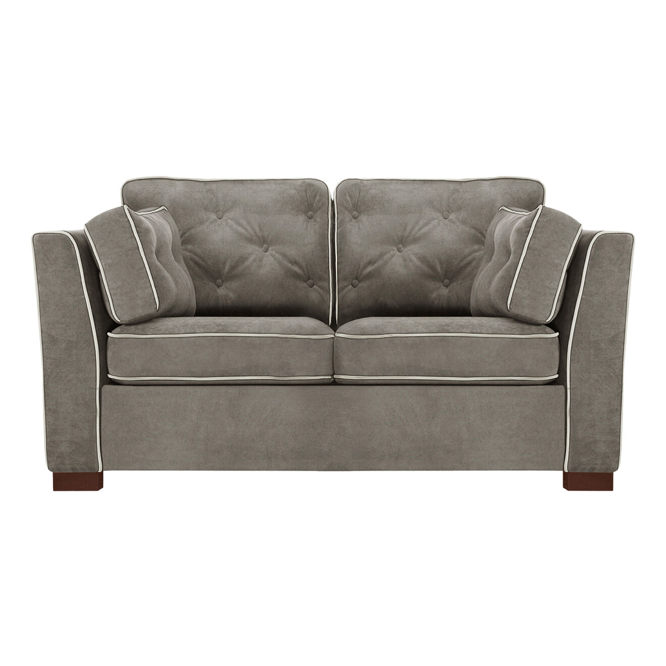 Canapé 2 places Frontini taupe passepoil crème - 216x95x89 cm